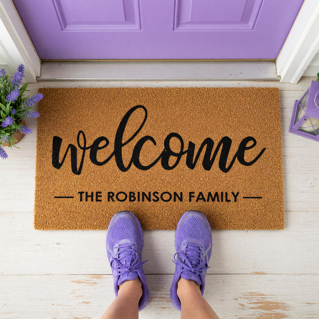 Personalized Welcome Family Doormat, Custom Last Name Front Porch Mat