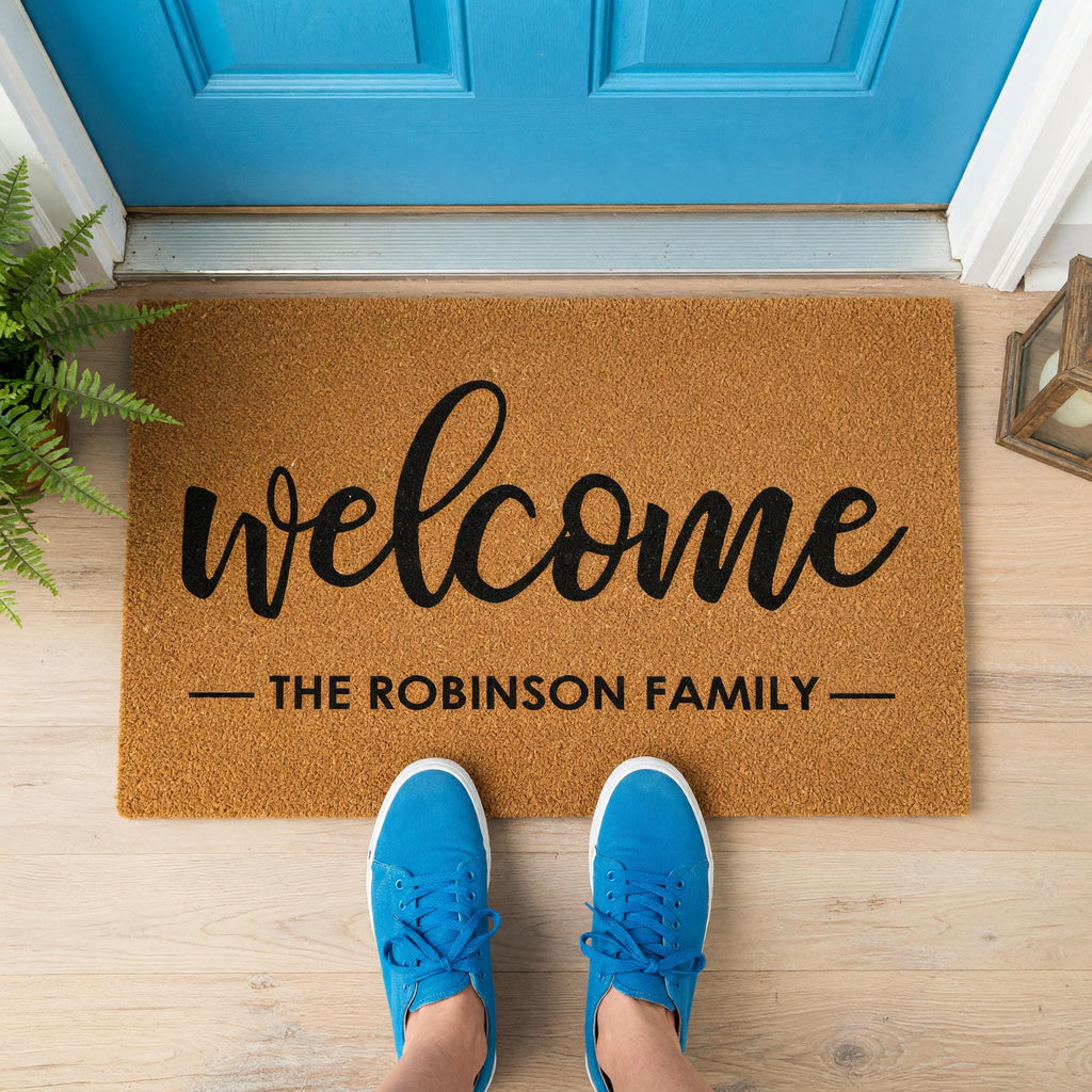 Personalized Welcome Family Doormat, Custom Last Name Front Porch Mat