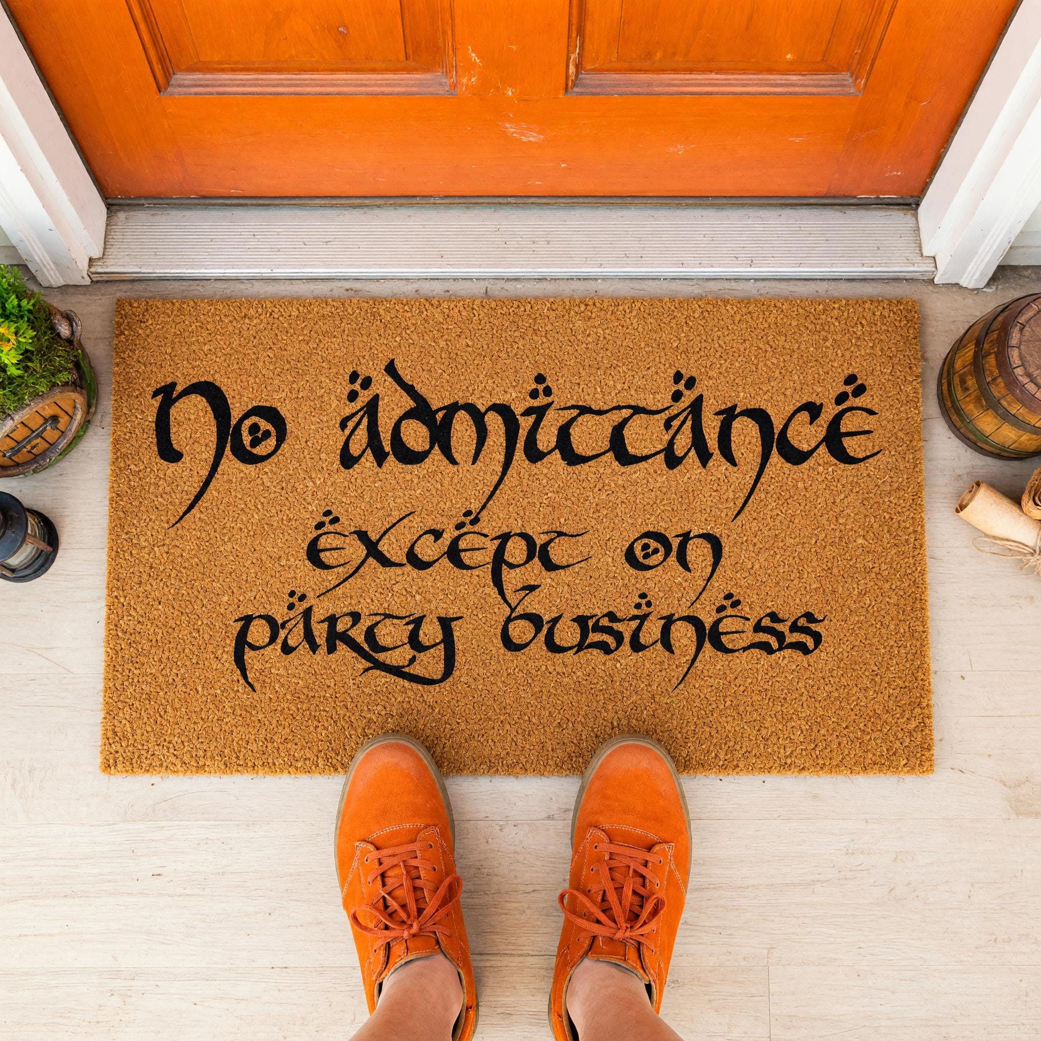 No Admittance Except On Party Business Doormat - Housewarming Gift - Welcome Mat