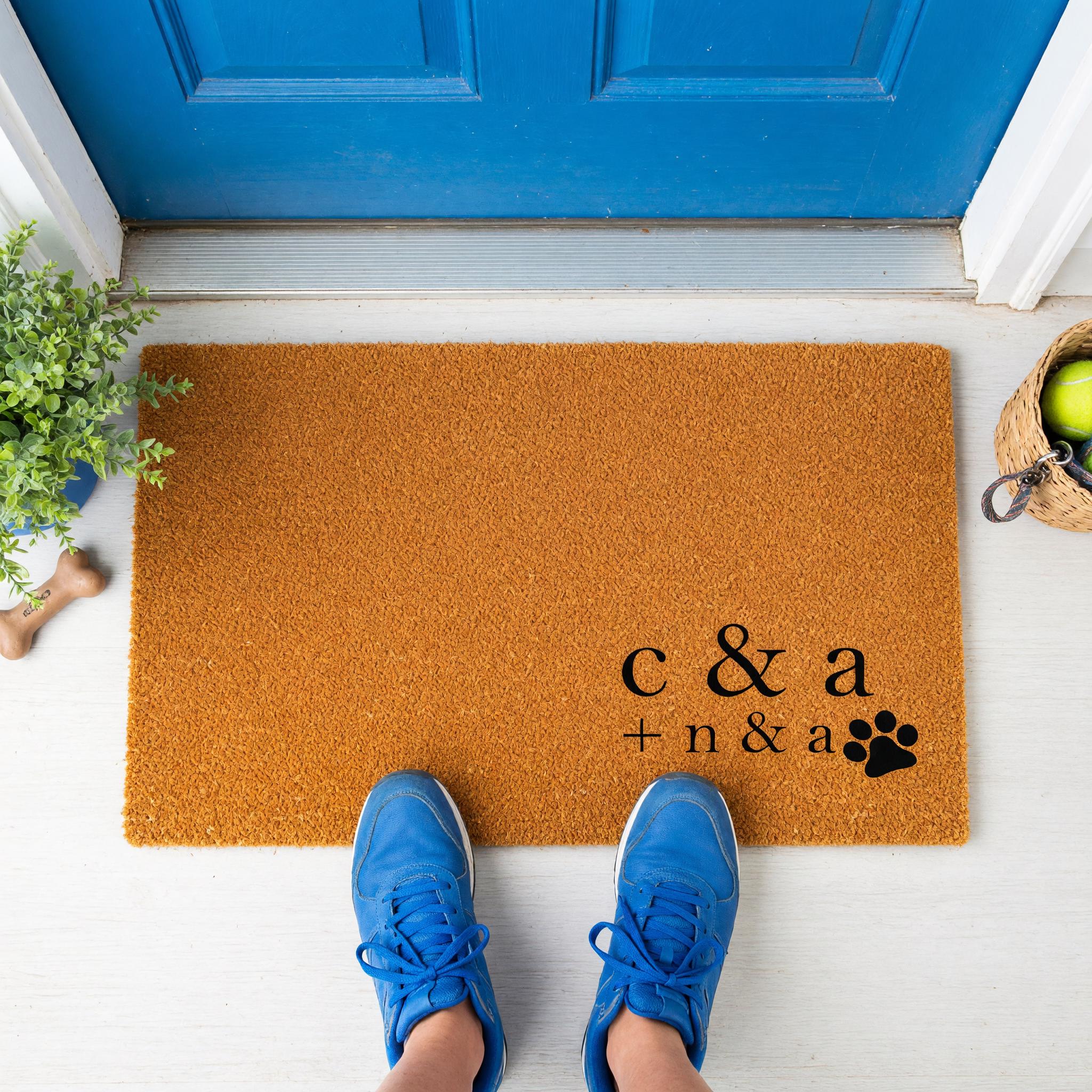 Custom Initial Doormat, Personalized Welcome Mat, Paw Print Front Porch