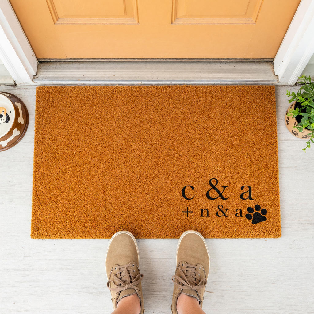 Custom Initial Doormat, Personalized Welcome Mat, Paw Print Front Porch