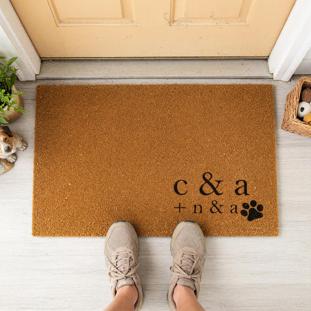 Custom Initial Doormat, Personalized Welcome Mat, Paw Print Front Porch