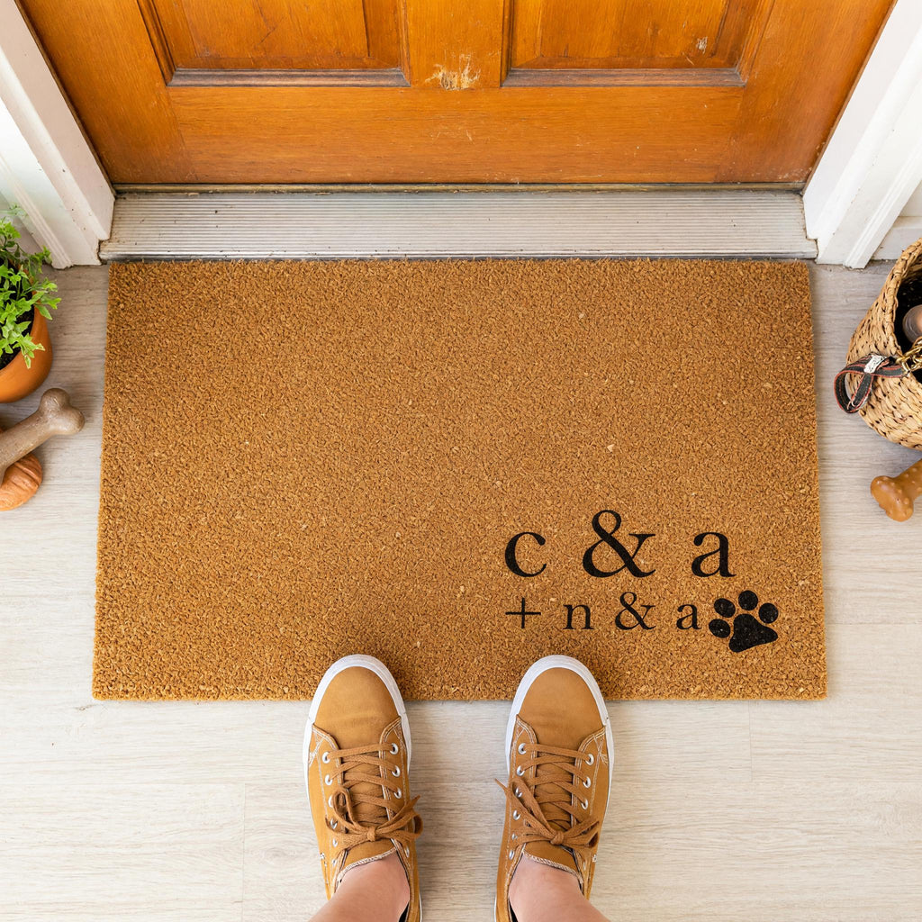 Custom Initial Doormat, Personalized Welcome Mat, Paw Print Front Porch