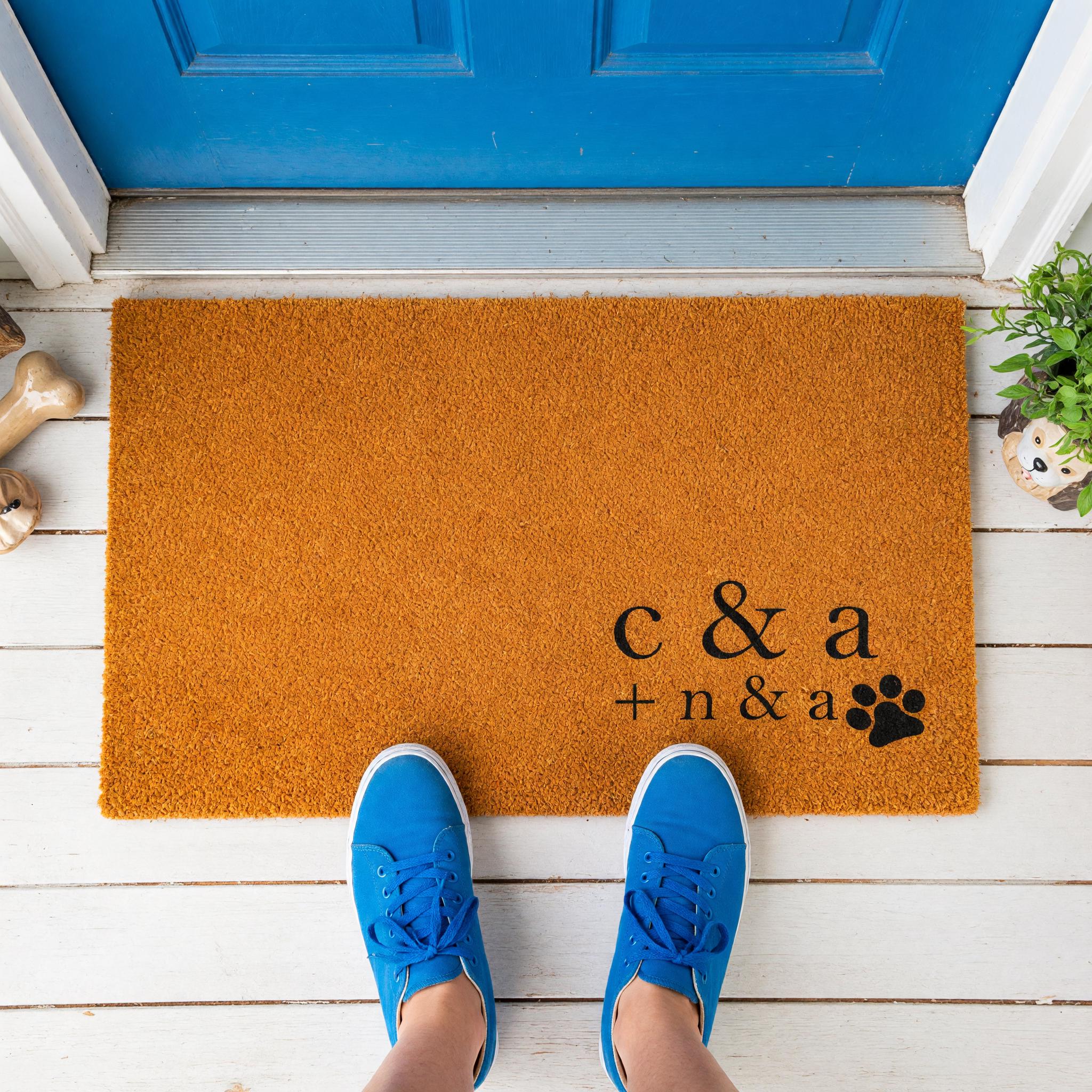 Custom Initial Doormat, Personalized Welcome Mat, Paw Print Front Porch