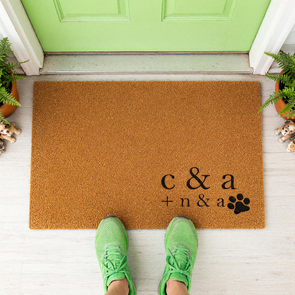 Custom Initial Doormat, Personalized Welcome Mat, Paw Print Front Porch