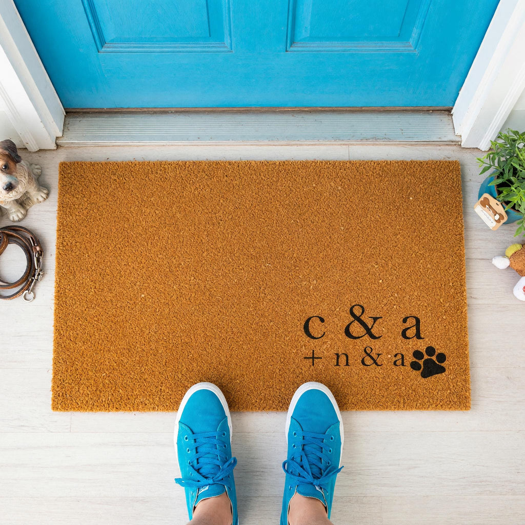 Custom Initial Doormat, Personalized Welcome Mat, Paw Print Front Porch