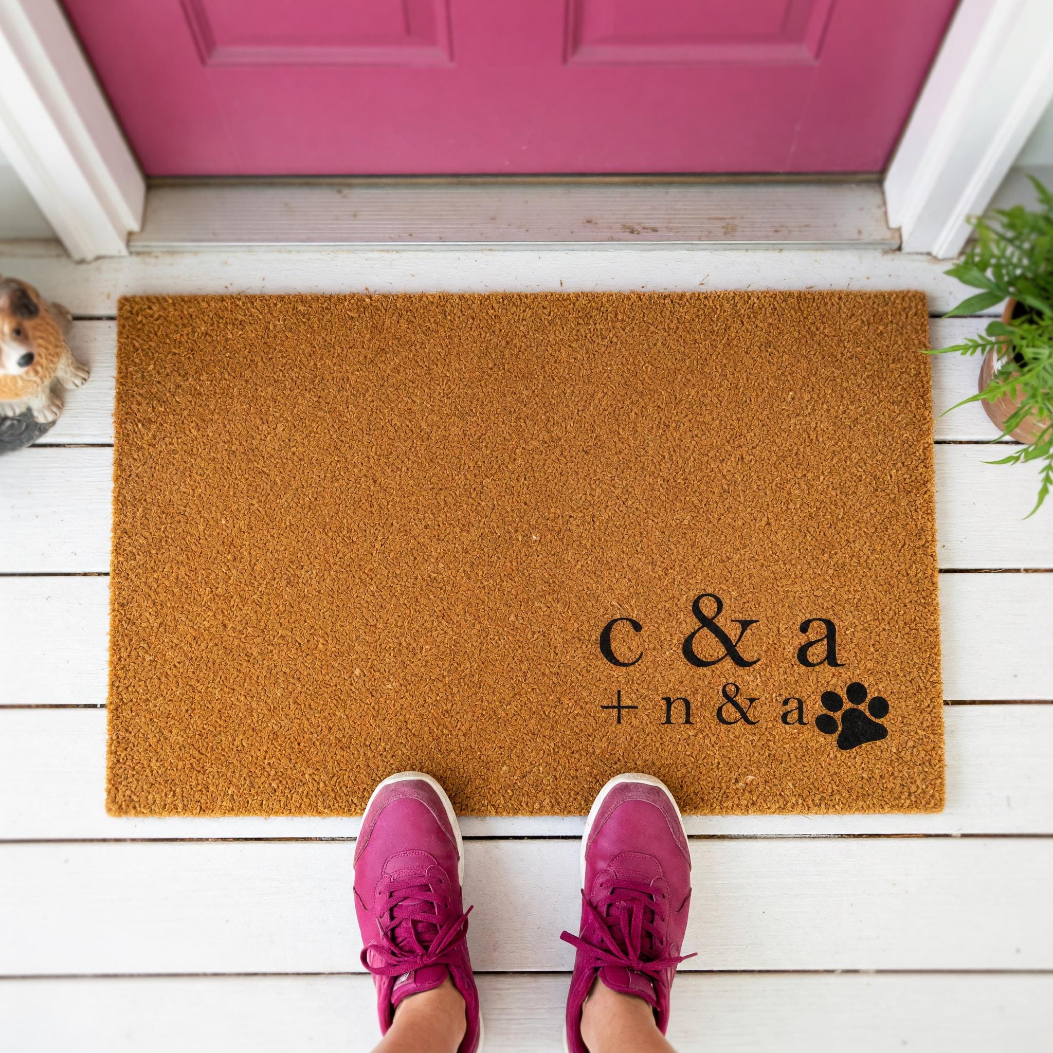 Custom Initial Doormat, Personalized Welcome Mat, Paw Print Front Porch