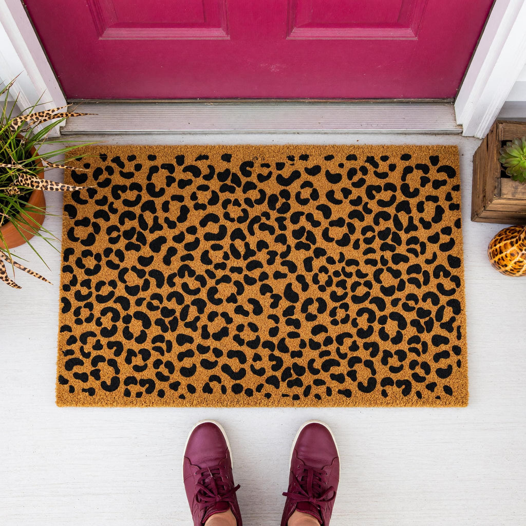 Leopard Print Welcome Doormat, Cheetah Pattern Front Porch Mat, Safari Animal