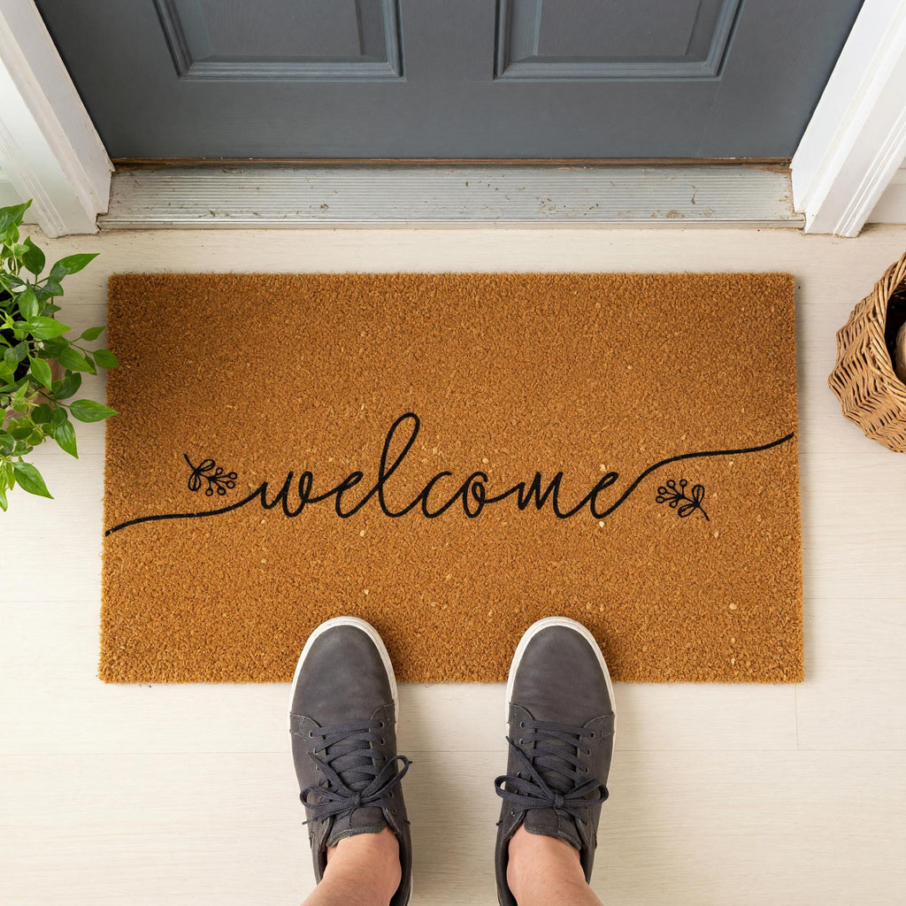 Welcome Doormat, Floral Front Porch Mat, New Home Gift, Closing Housewarming