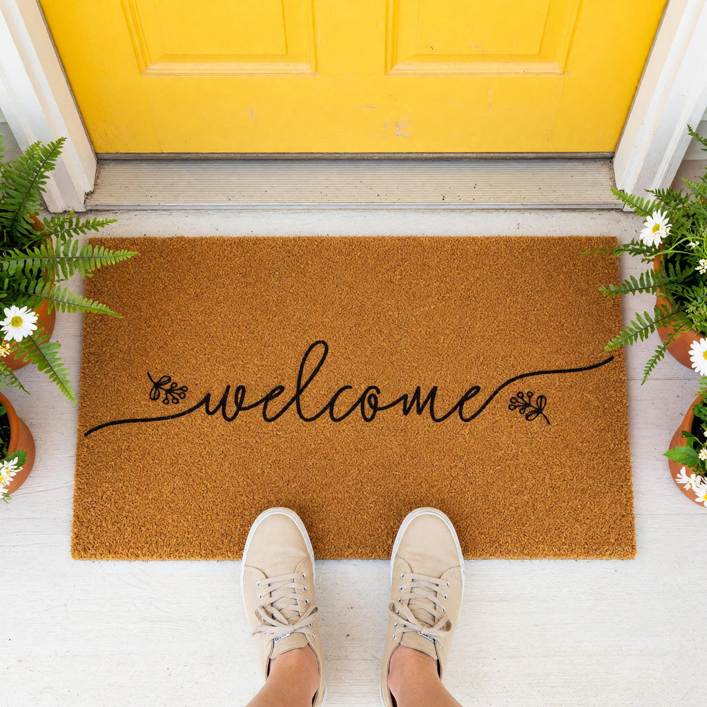 Welcome Doormat, Floral Front Porch Mat, New Home Gift, Closing Housewarming