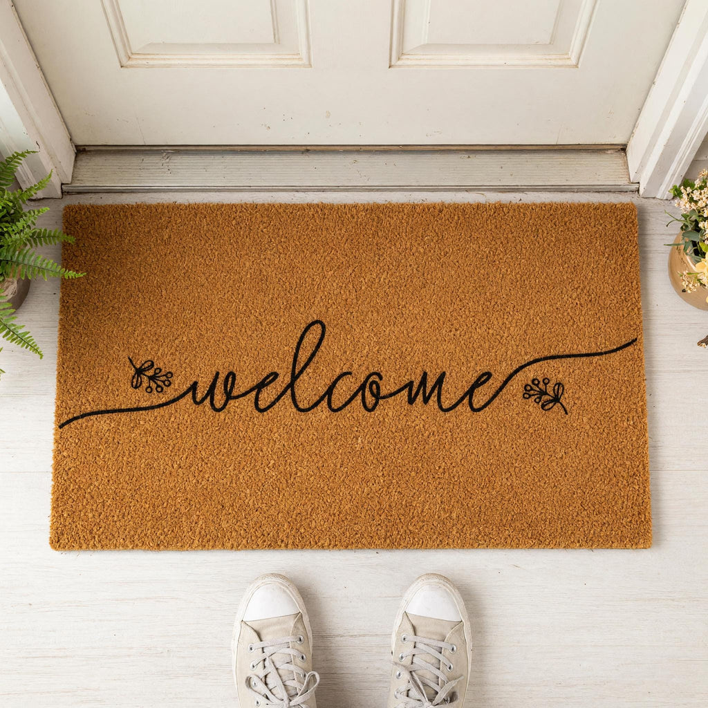 Welcome Doormat, Floral Front Porch Mat, New Home Gift, Closing Housewarming