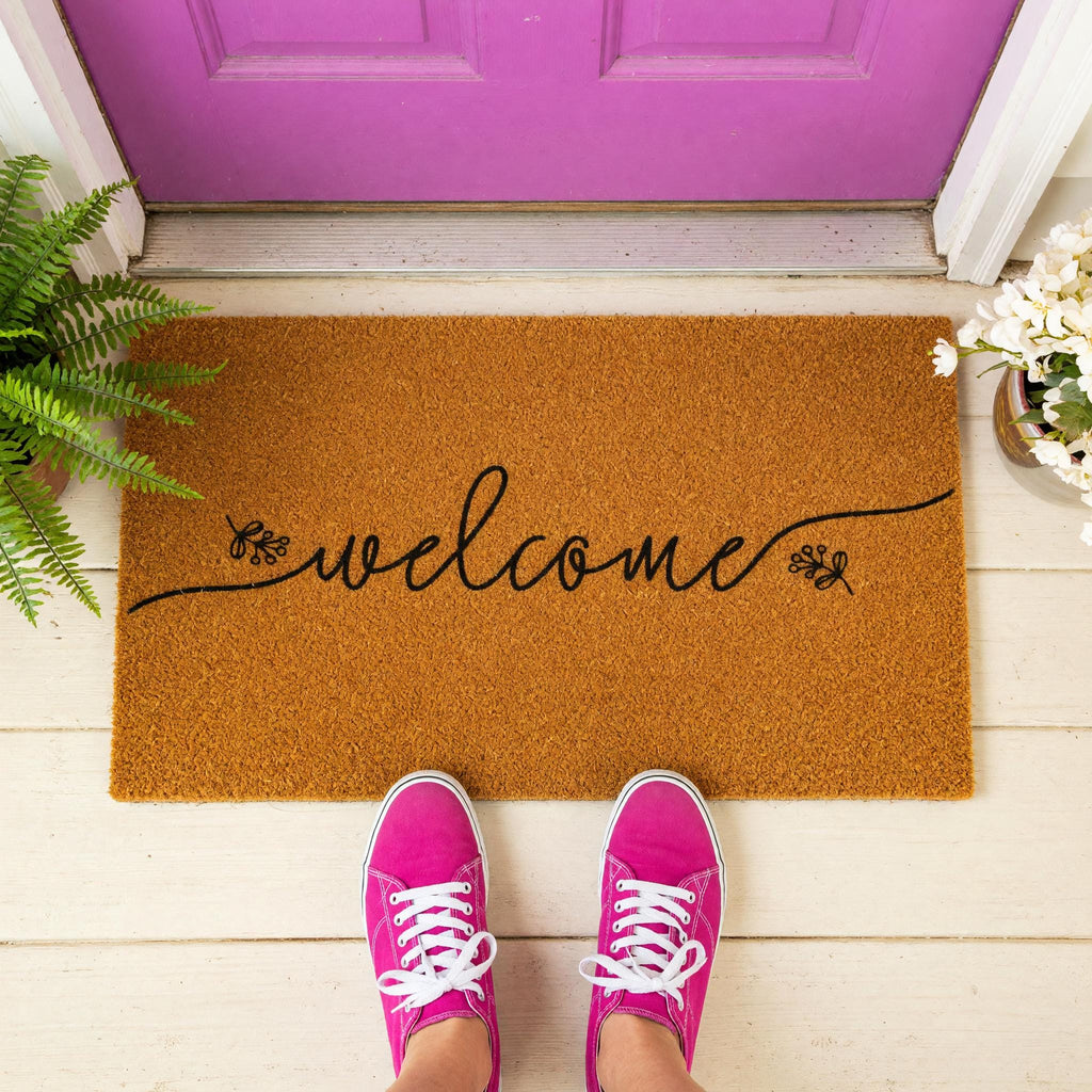 Welcome Doormat, Floral Front Porch Mat, New Home Gift, Closing Housewarming
