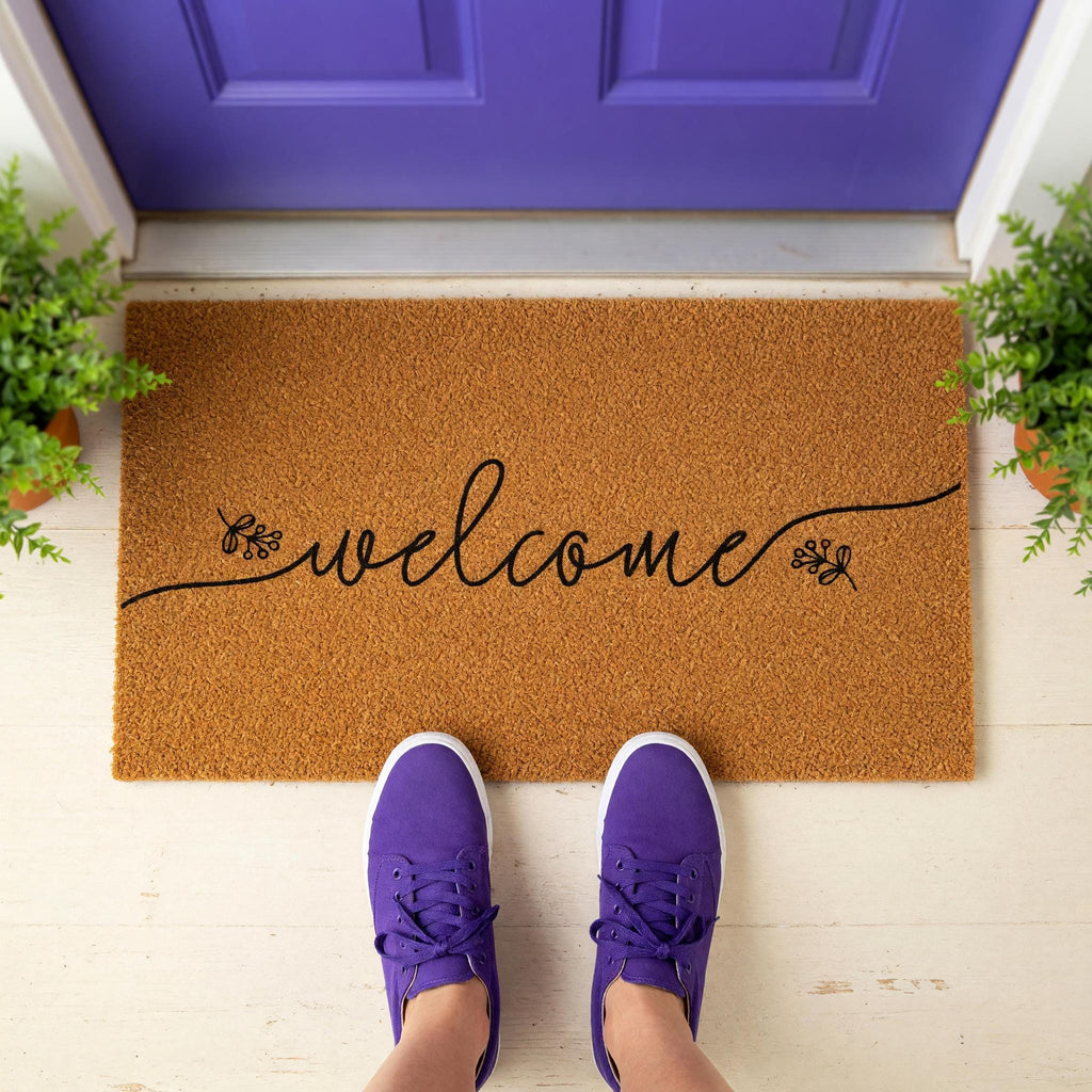 Welcome Doormat, Floral Front Porch Mat, New Home Gift, Closing Housewarming