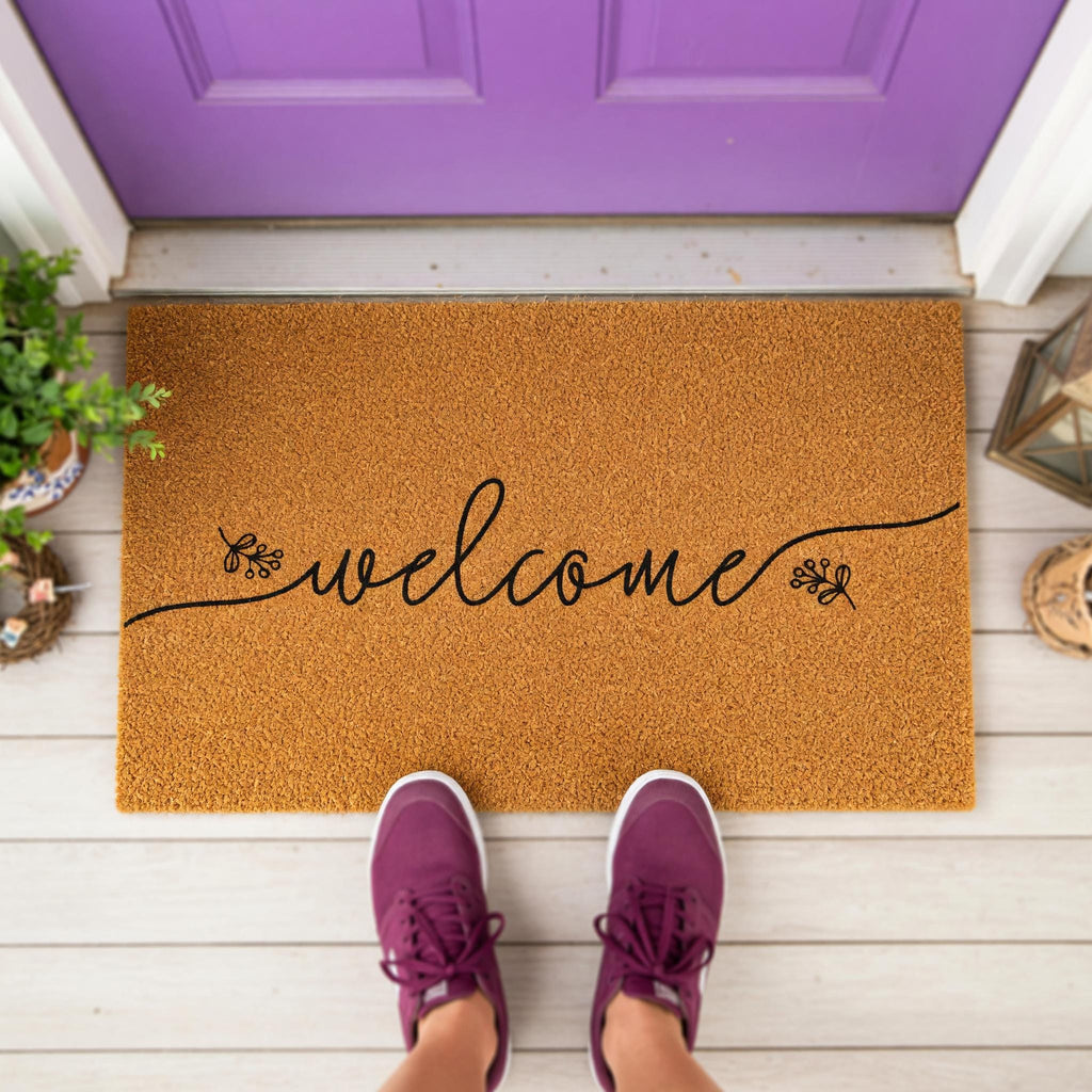 Welcome Doormat, Floral Front Porch Mat, New Home Gift, Closing Housewarming