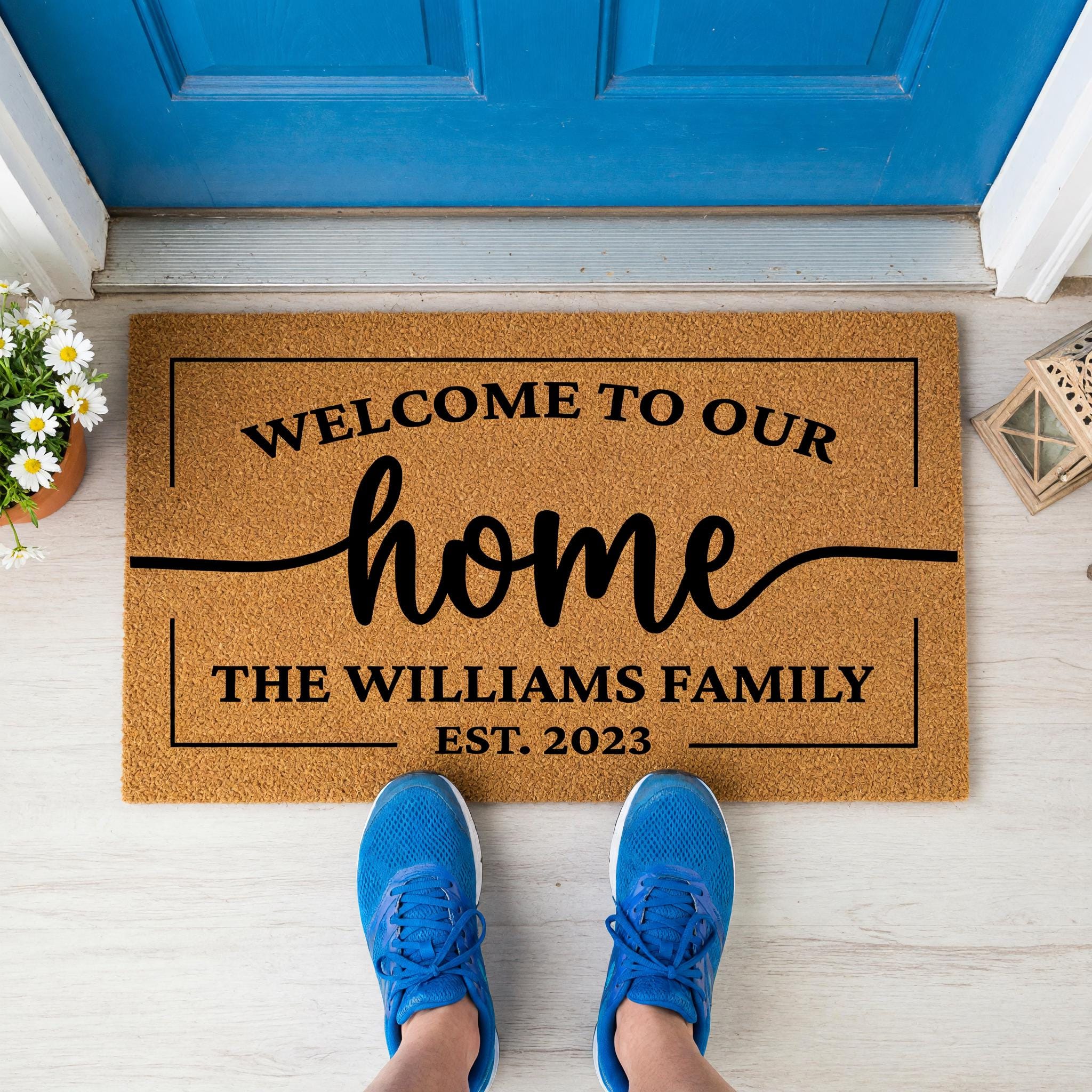 Welcome To Our Home, Custom Family Name Doormat, Housewarming Gift, Front Door