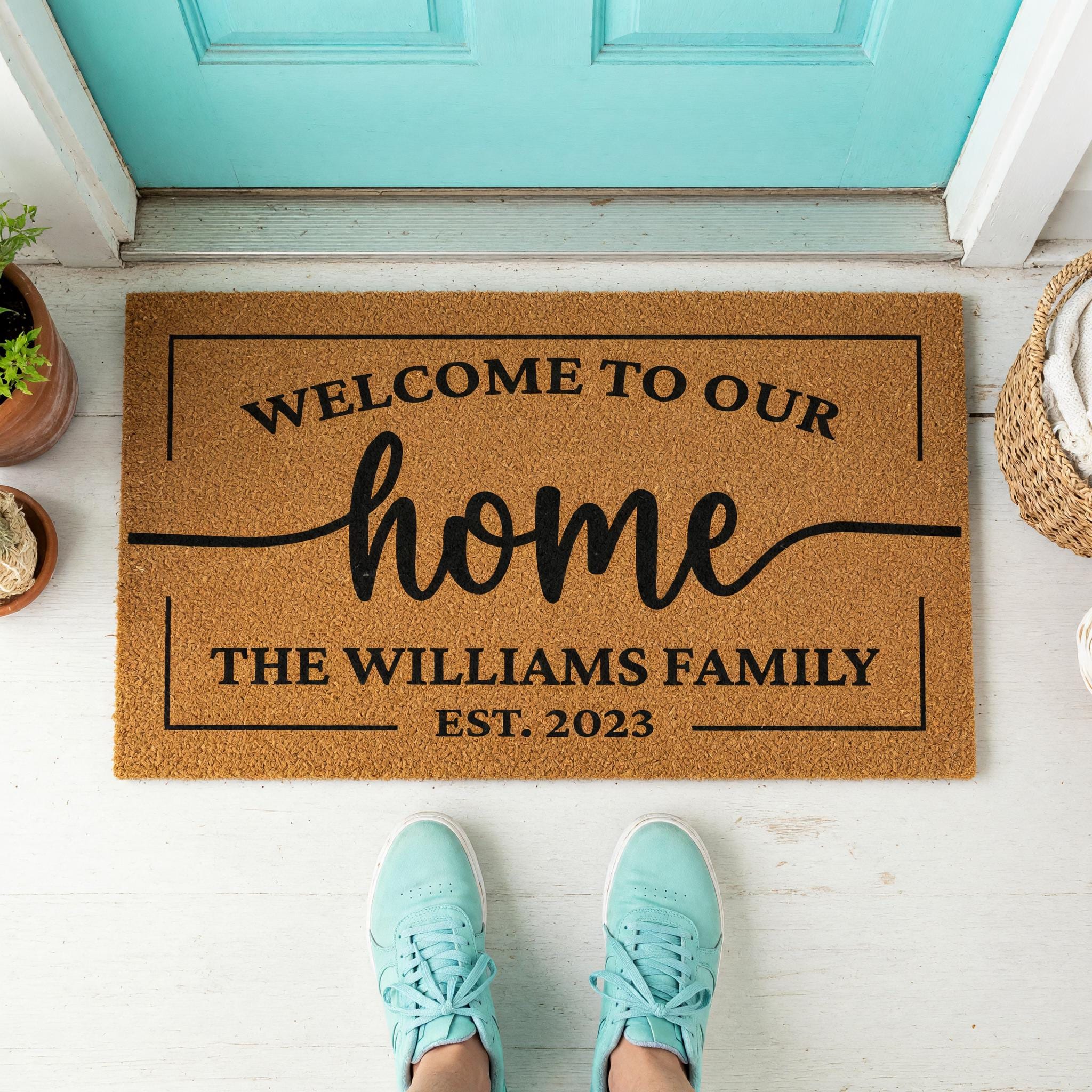 Welcome To Our Home, Custom Family Name Doormat, Housewarming Gift, Front Door