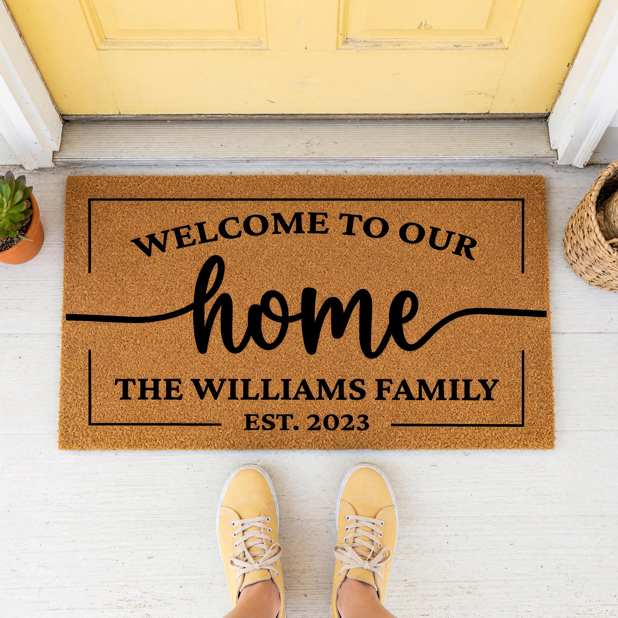 Welcome To Our Home, Custom Family Name Doormat, Housewarming Gift, Front Door