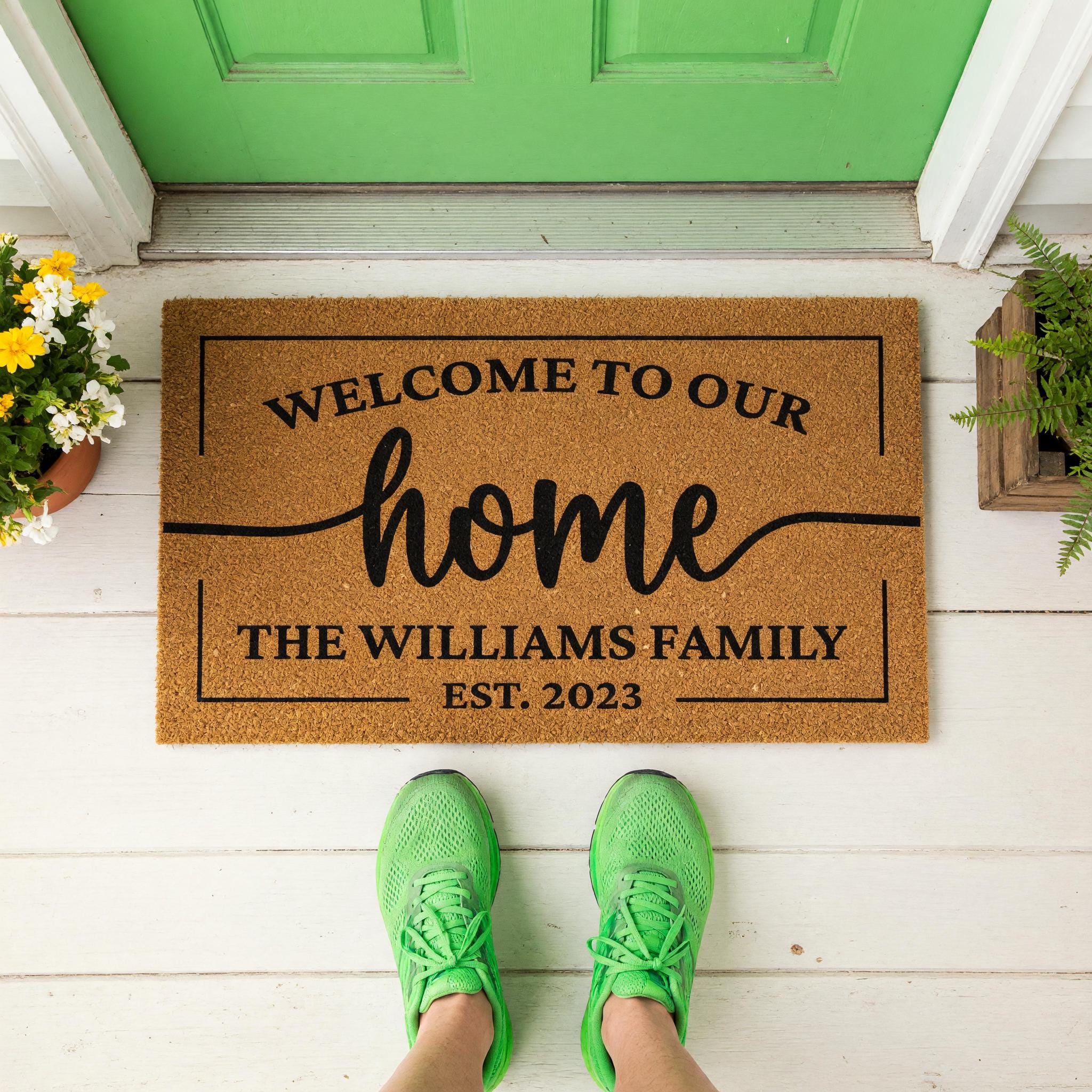 Welcome To Our Home, Custom Family Name Doormat, Housewarming Gift, Front Door