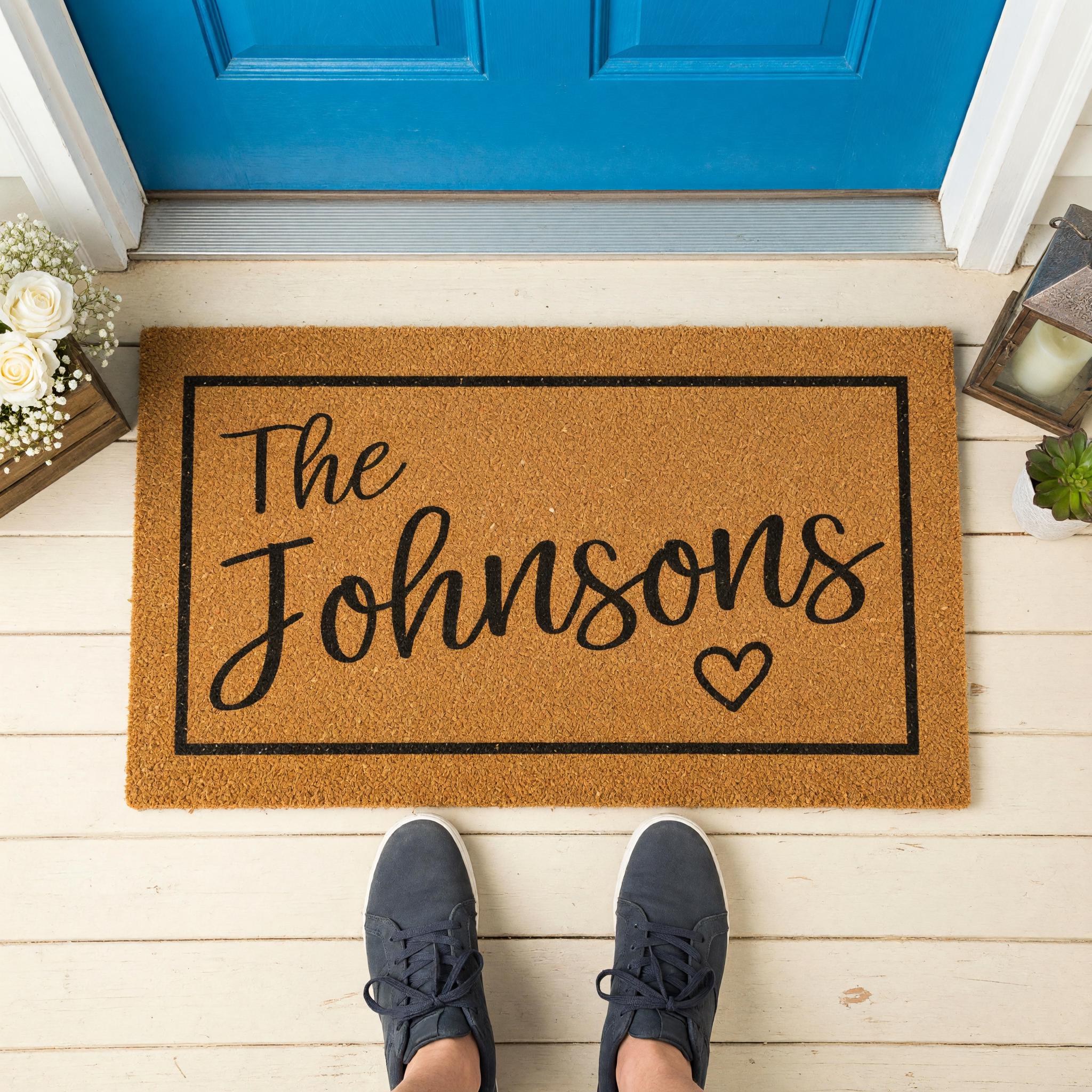 Personalized Family Last Name Doormat, Custom Welcome Front Porch Housewarming Gift