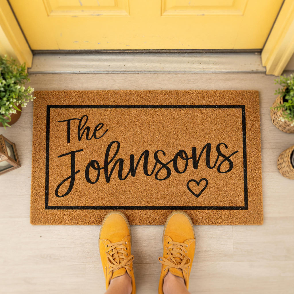 Personalized Family Last Name Doormat, Custom Welcome Front Porch Housewarming Gift