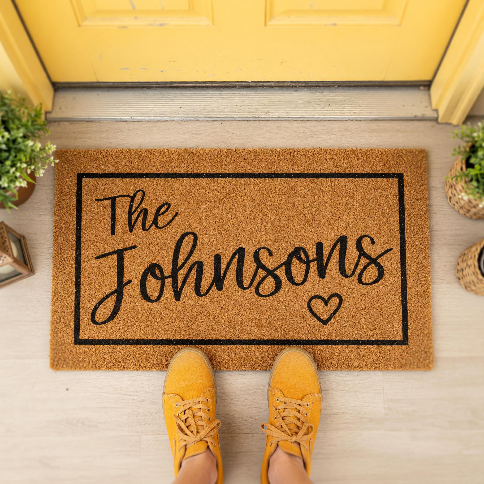 Personalized Family Last Name Doormat, Custom Welcome Front Porch Housewarming Gift