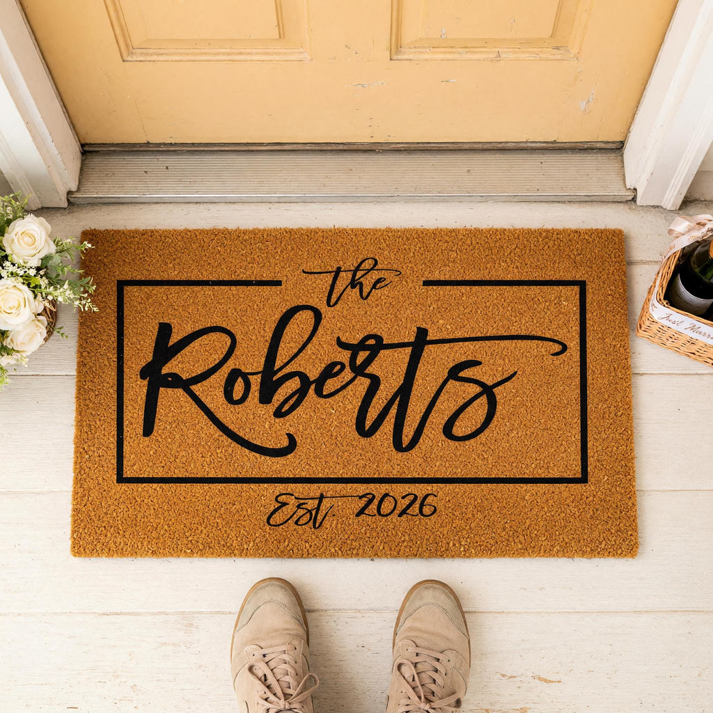 Custom Last Name Doormat, Personalized Welcome Mat, Wedding Housewarming Closing Gift