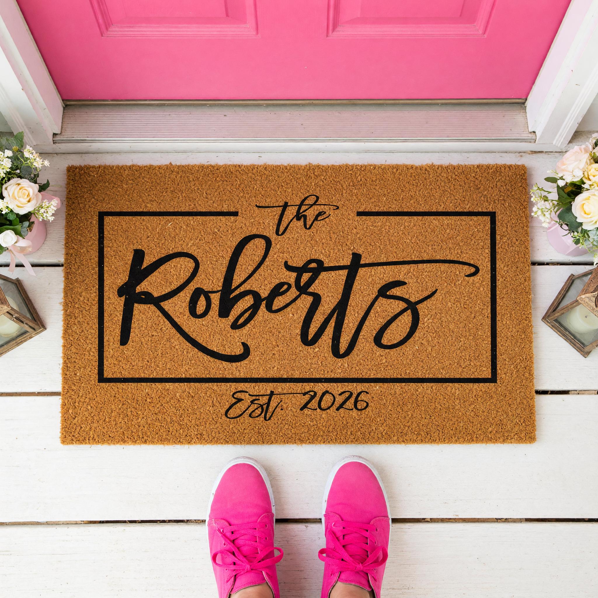 Custom Last Name Doormat, Personalized Welcome Mat, Wedding Housewarming Closing Gift