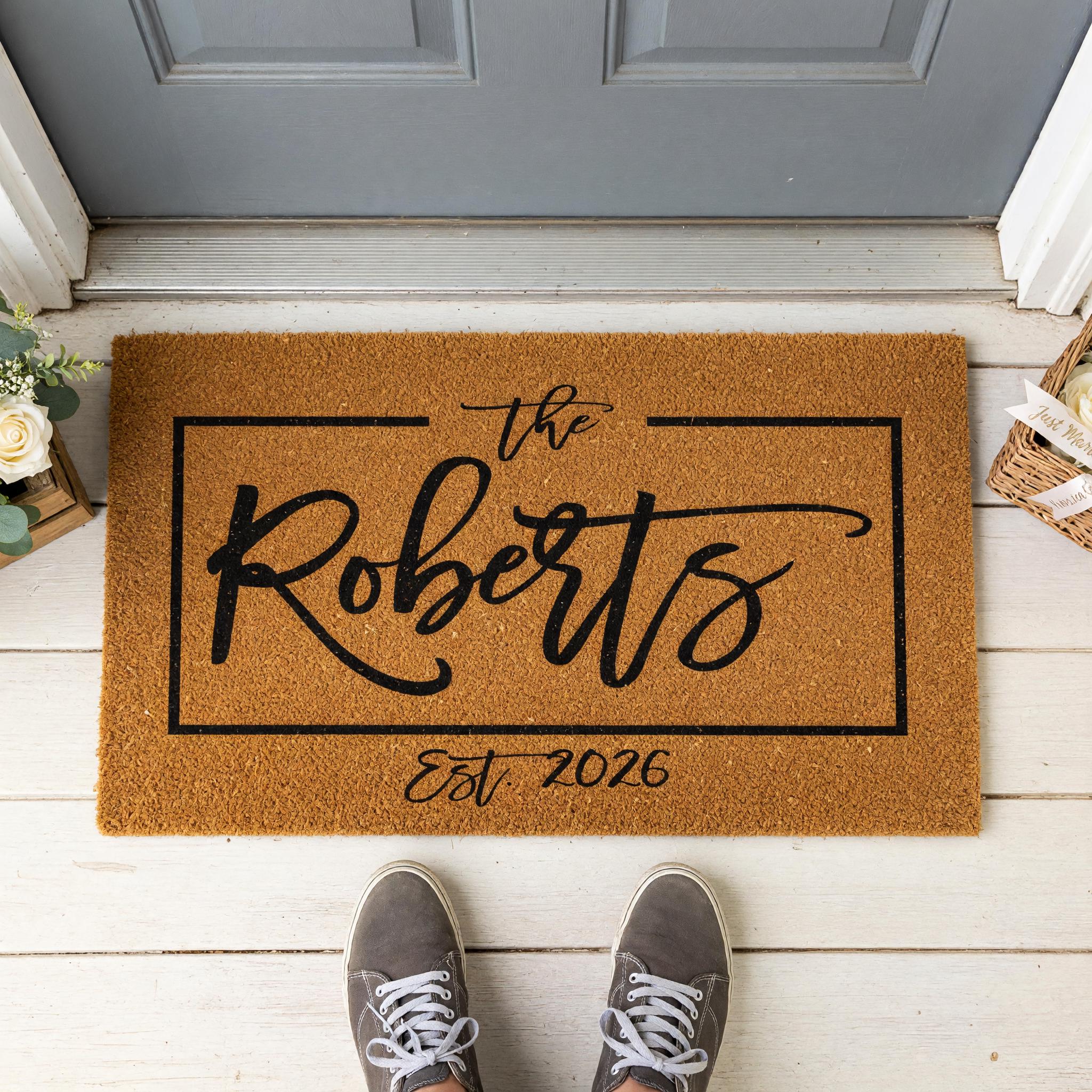 Custom Last Name Doormat, Personalized Welcome Mat, Wedding Housewarming Closing Gift