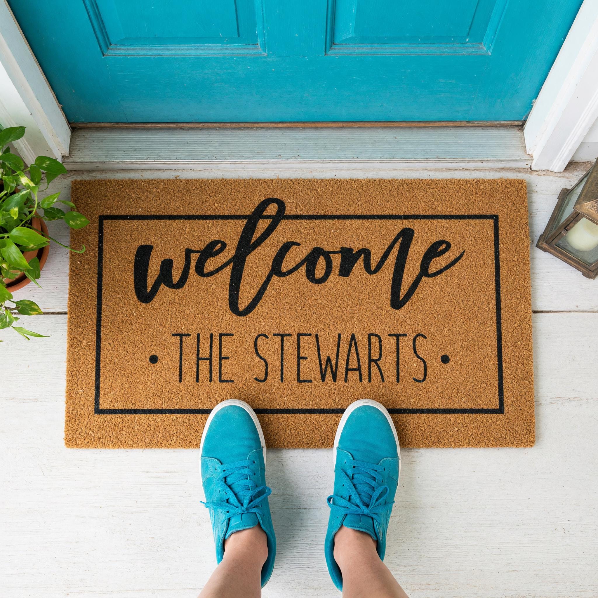 Welcome Custom Doormat - Personalized Front Porch Mat With Last Name