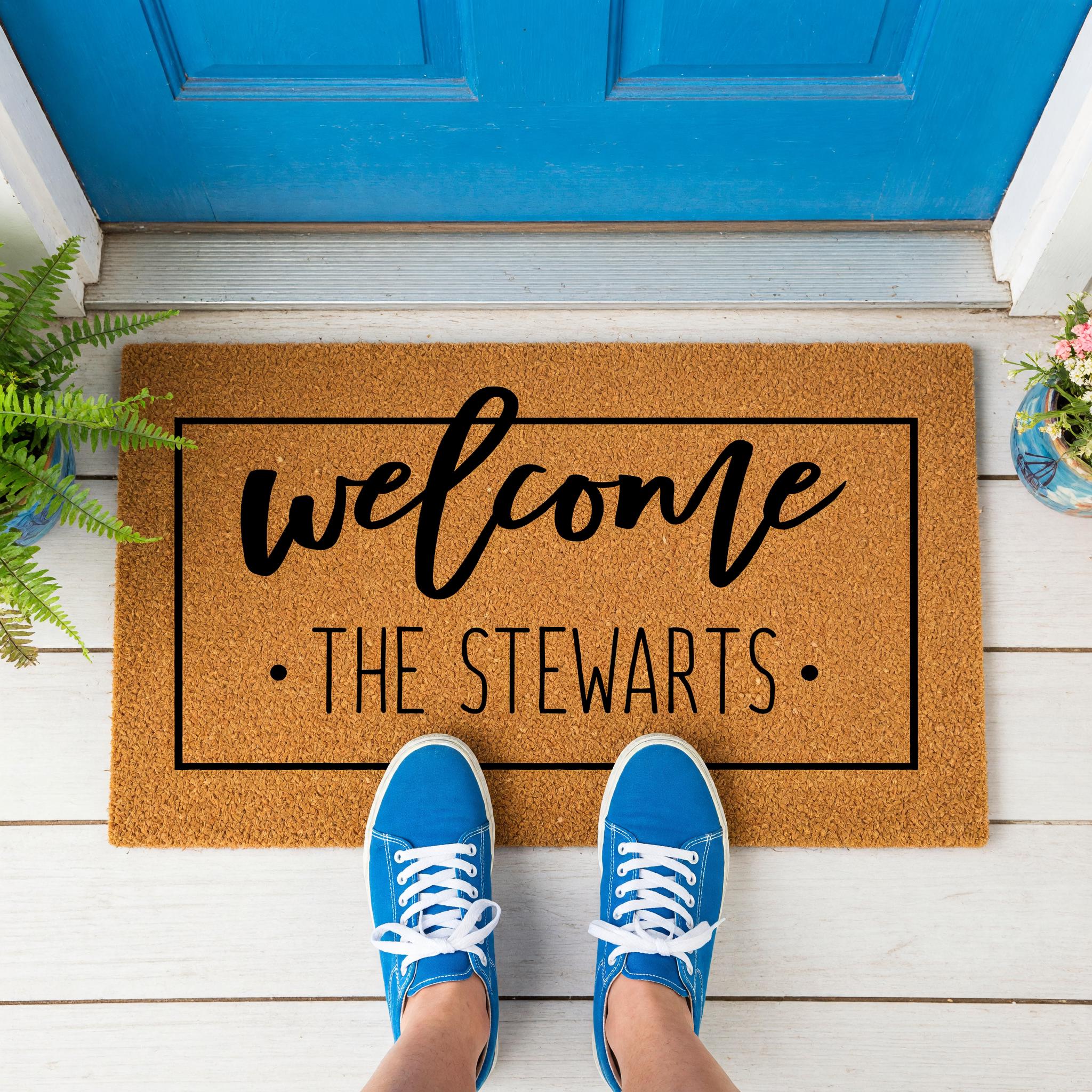 Welcome Custom Doormat - Personalized Front Porch Mat With Last Name
