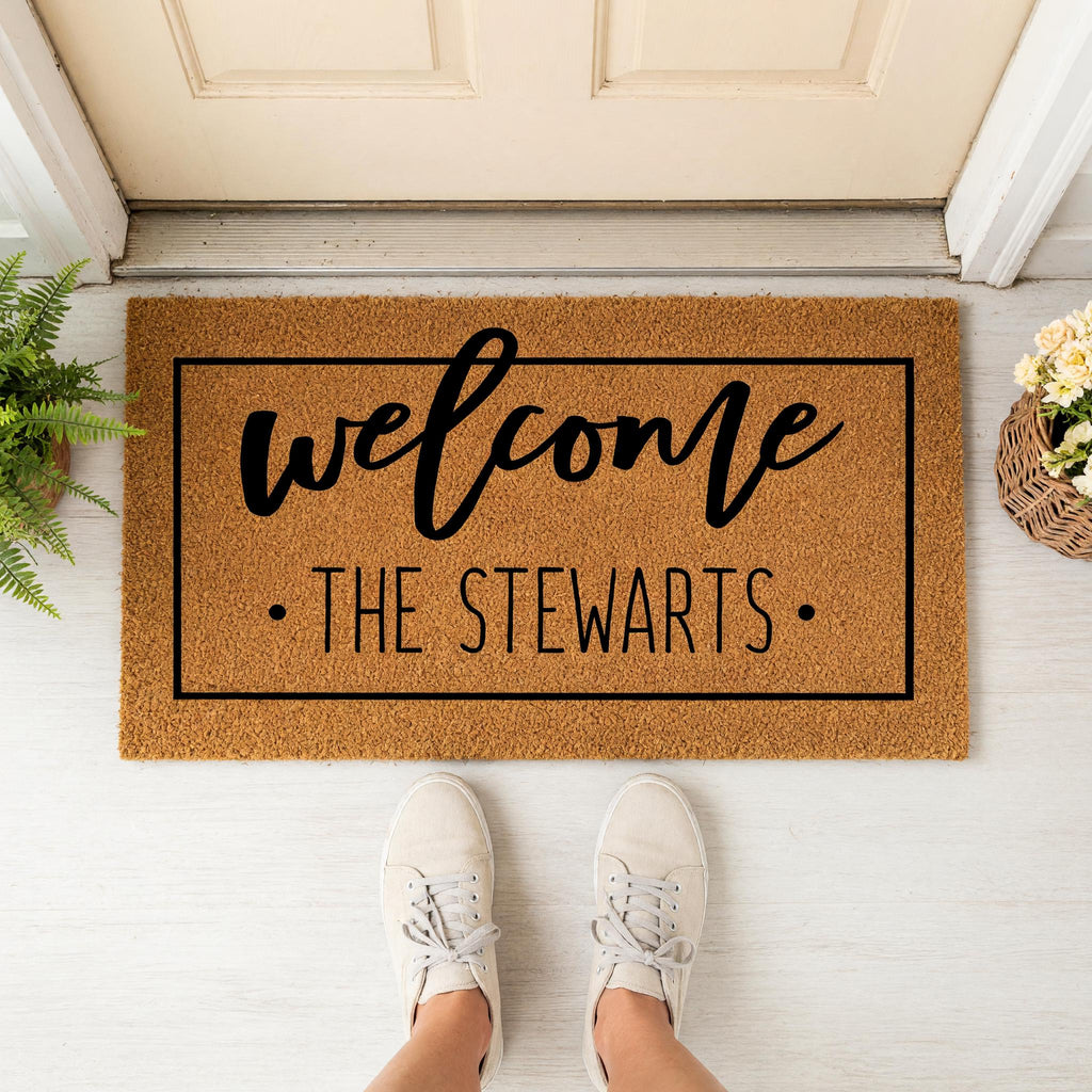 Welcome Custom Doormat - Personalized Front Porch Mat With Last Name