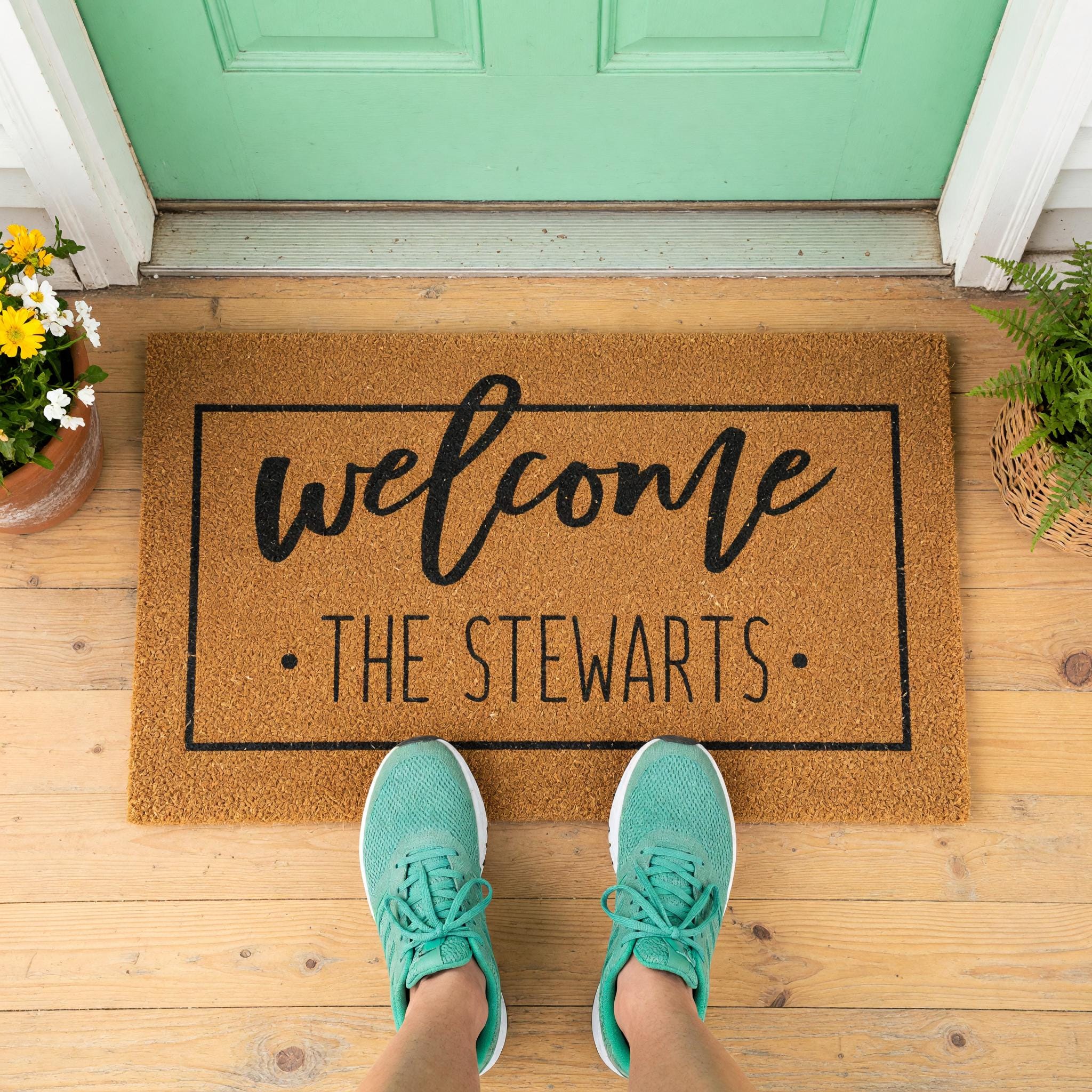 Welcome Custom Doormat - Personalized Front Porch Mat With Last Name