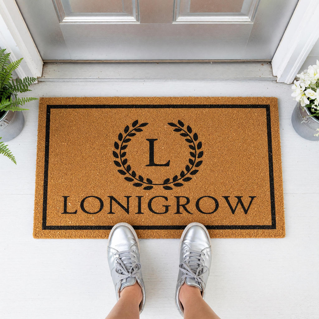 Custom Monogram Welcome Mat - Personalized Front Porch Outdoor Home Coir Floor