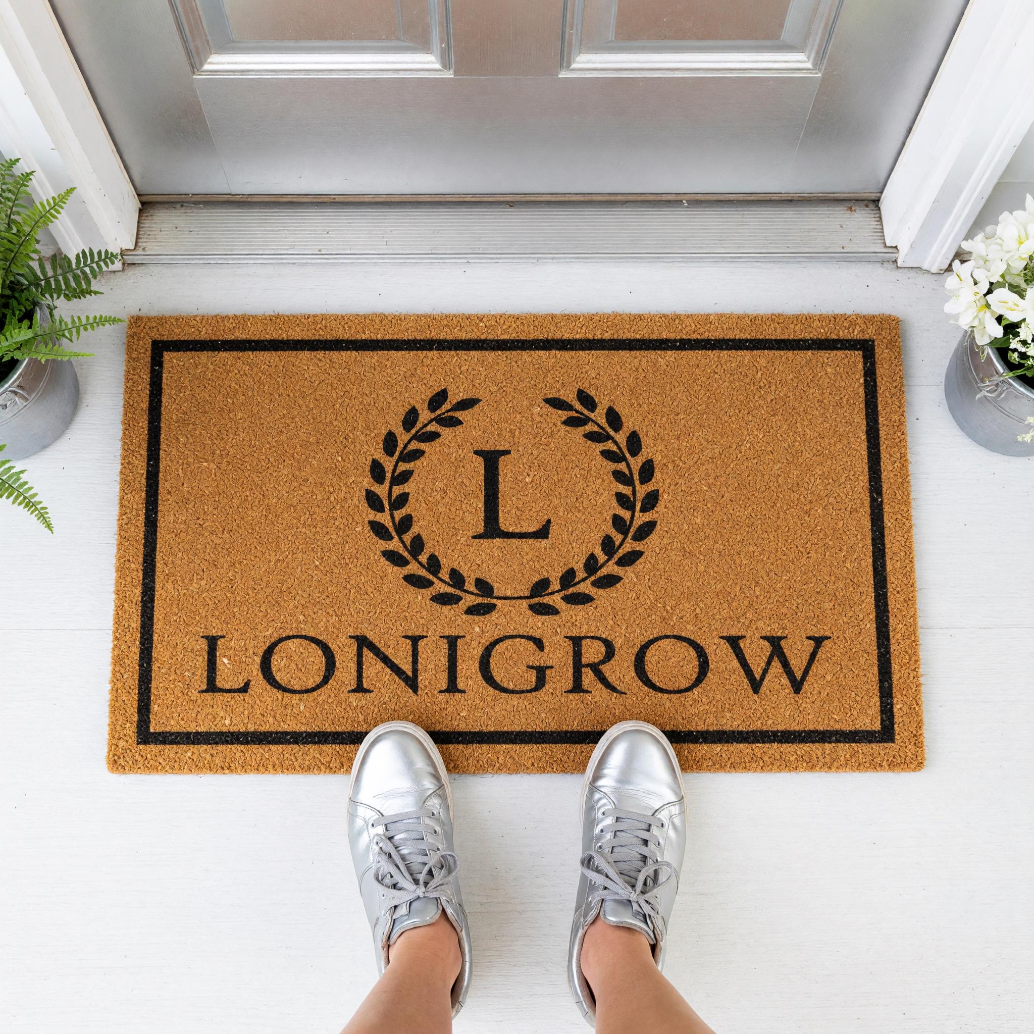 Custom Monogram Welcome Mat - Personalized Front Porch Outdoor Home Coir Floor