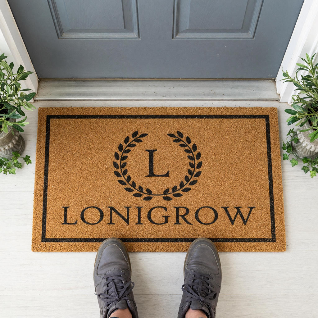 Custom Monogram Welcome Mat - Personalized Front Porch Outdoor Home Coir Floor