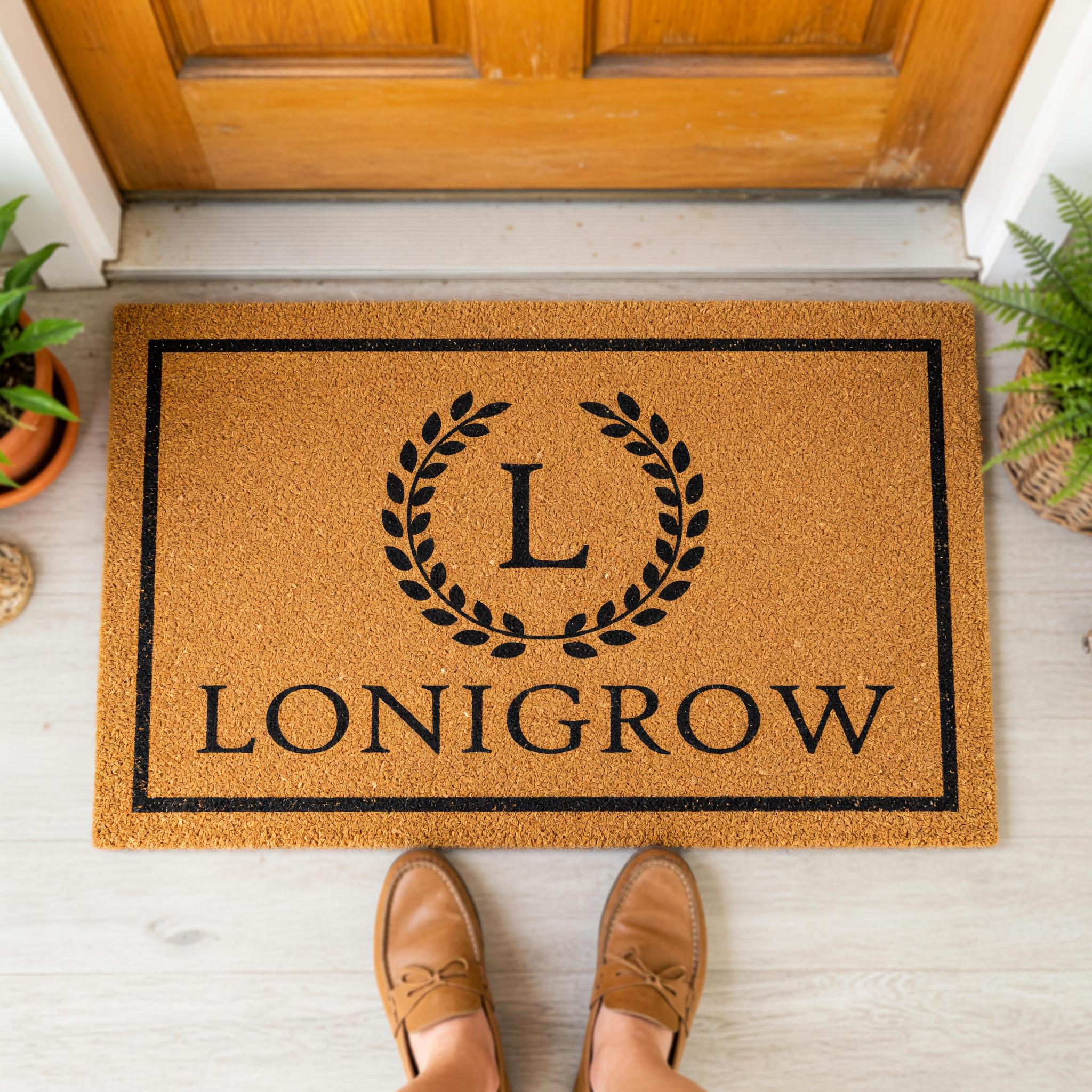 Custom Monogram Welcome Mat - Personalized Front Porch Outdoor Home Coir Floor
