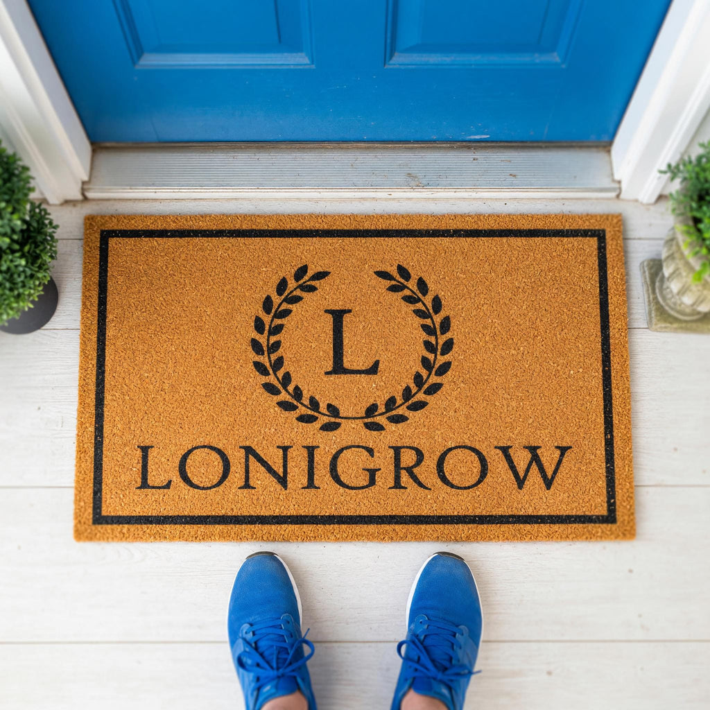 Custom Monogram Welcome Mat - Personalized Front Porch Outdoor Home Coir Floor