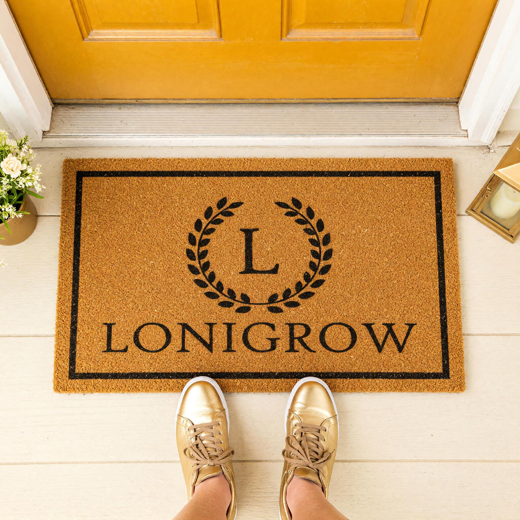 Custom Monogram Welcome Mat - Personalized Front Porch Outdoor Home Coir Floor