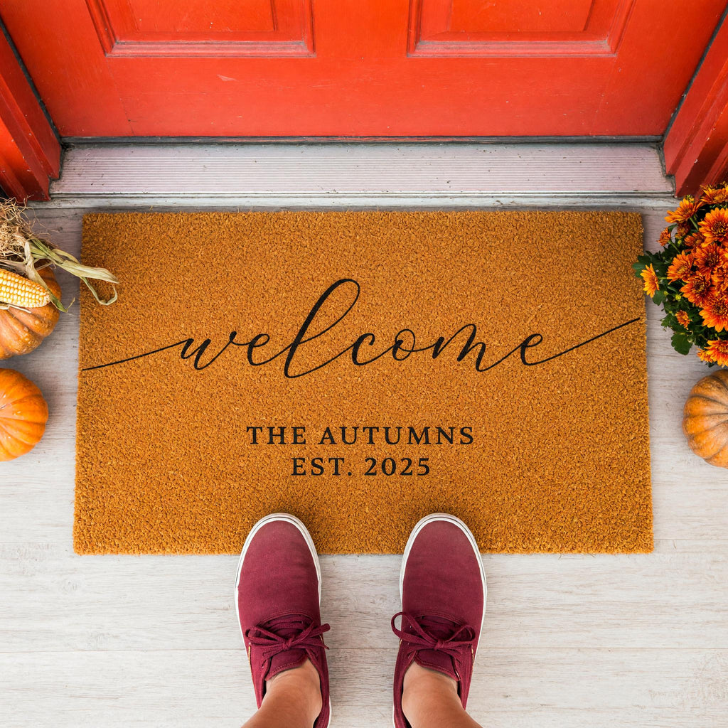 Personalized Welcome Doormat, Custom Front Porch Mat, Wedding Gift, New Home
