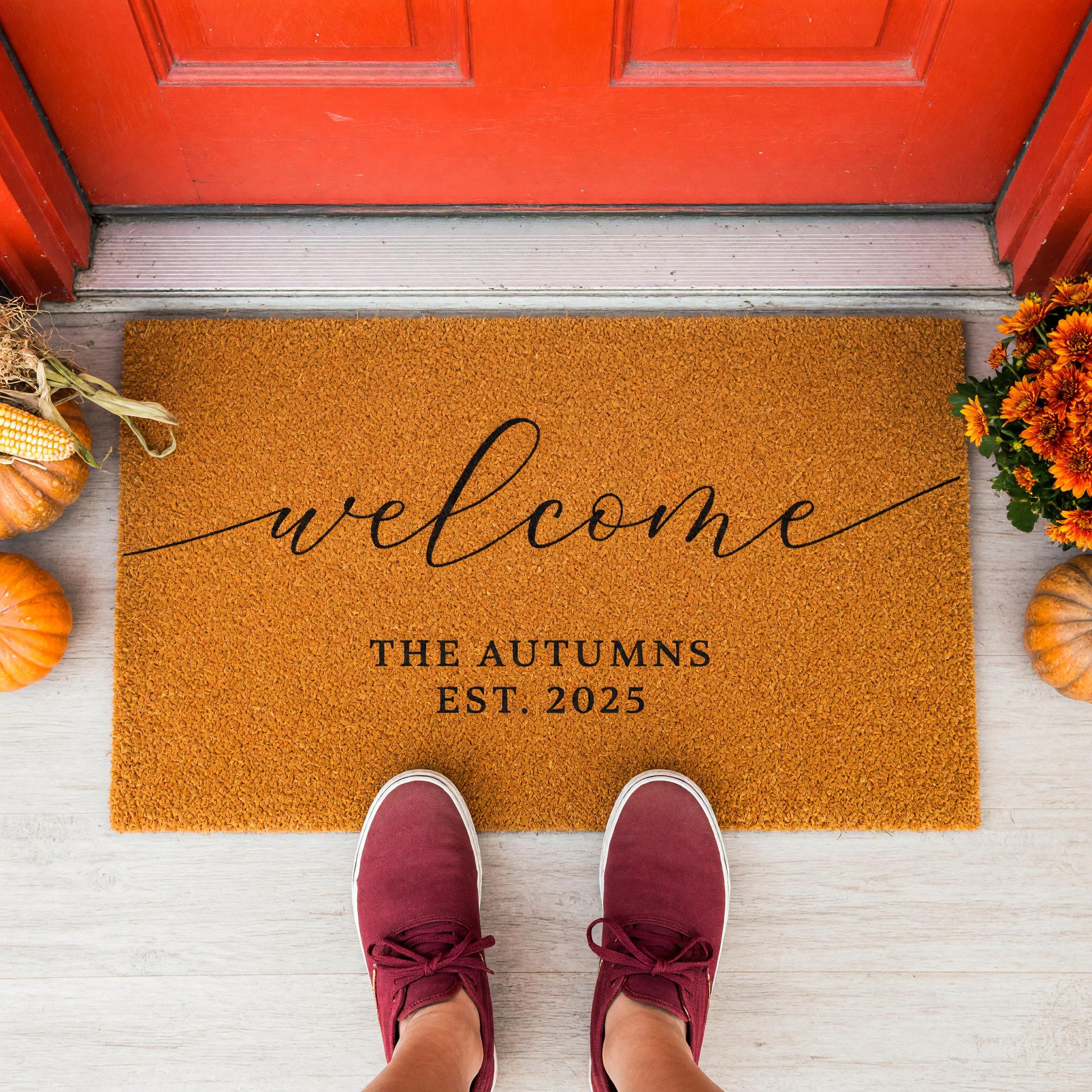 Personalized Welcome Doormat, Custom Front Porch Mat, Wedding Gift, New Home