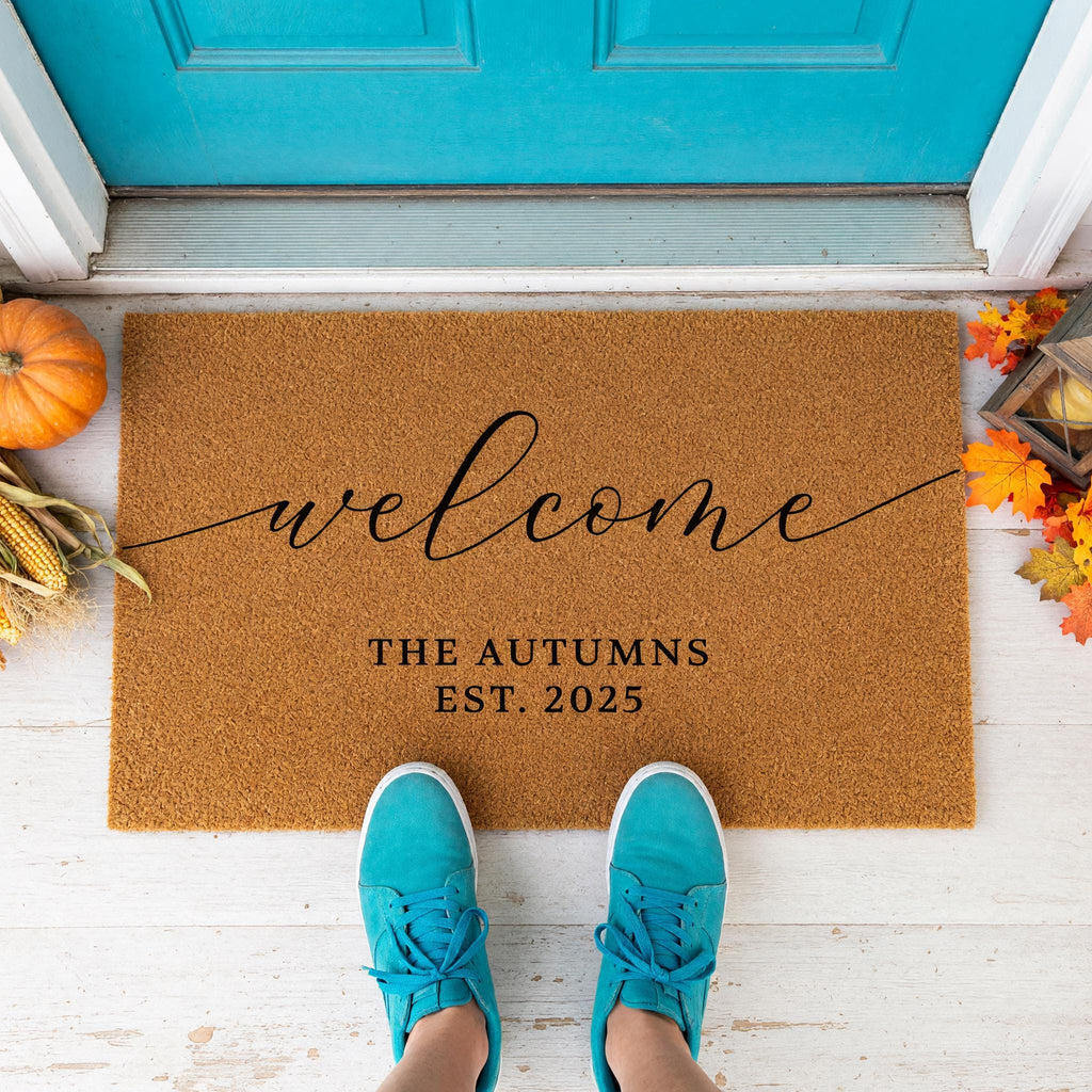 Personalized Welcome Doormat, Custom Front Porch Mat, Wedding Gift, New Home