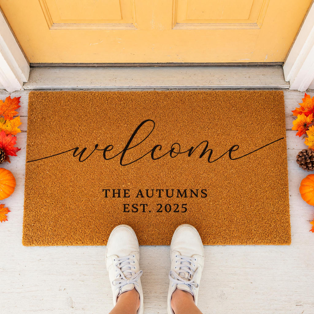 Personalized Welcome Doormat, Custom Front Porch Mat, Wedding Gift, New Home