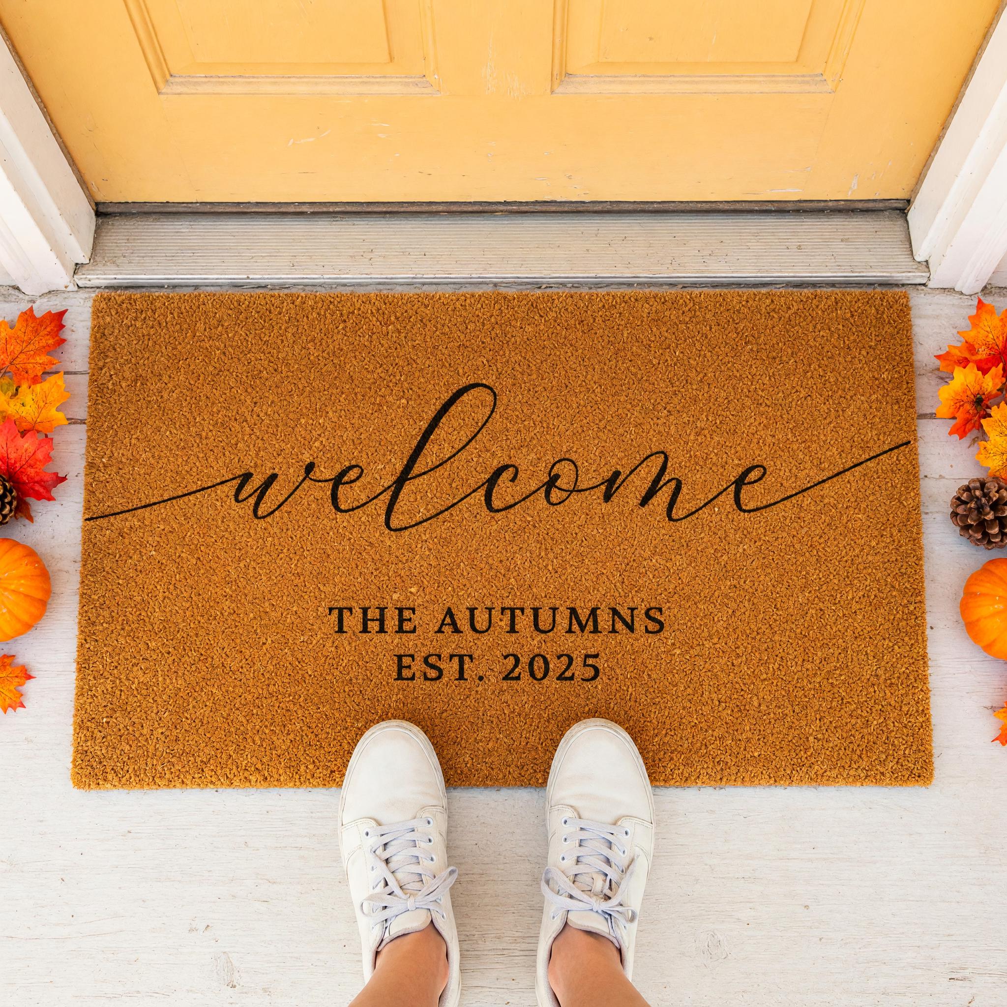 Personalized Welcome Doormat, Custom Front Porch Mat, Wedding Gift, New Home
