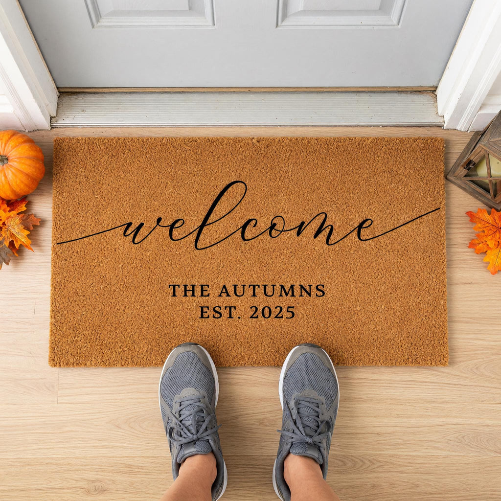 Personalized Welcome Doormat, Custom Front Porch Mat, Wedding Gift, New Home