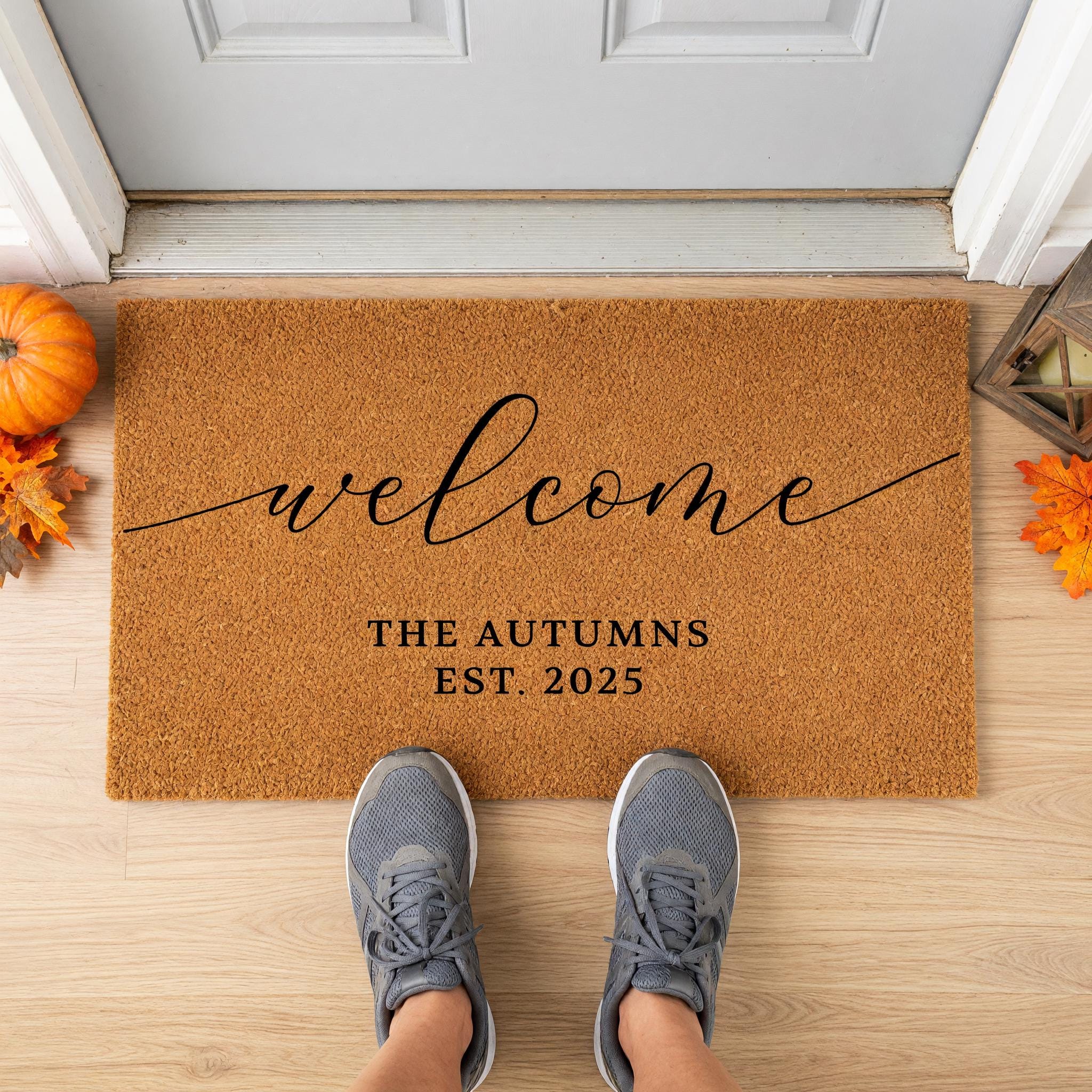 Personalized Welcome Doormat, Custom Front Porch Mat, Wedding Gift, New Home