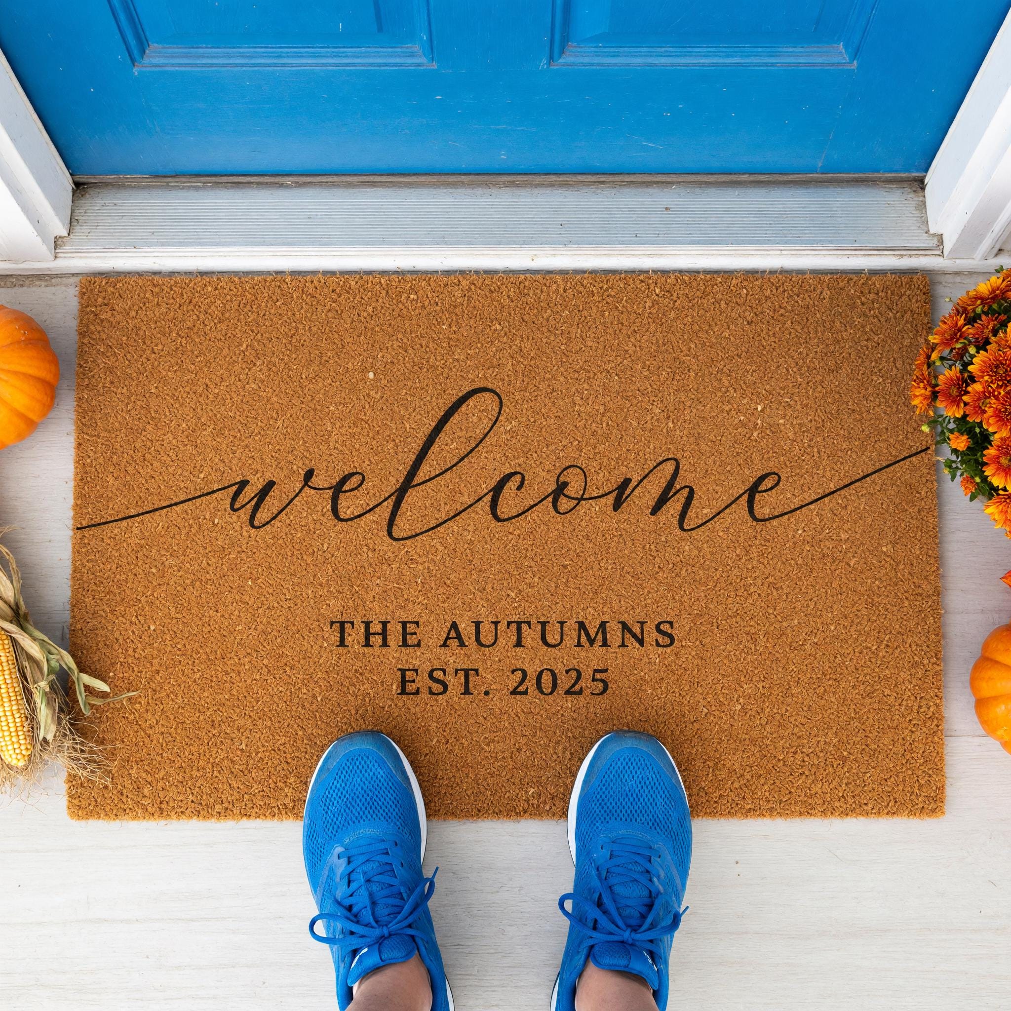 Personalized Welcome Doormat, Custom Front Porch Mat, Wedding Gift, New Home