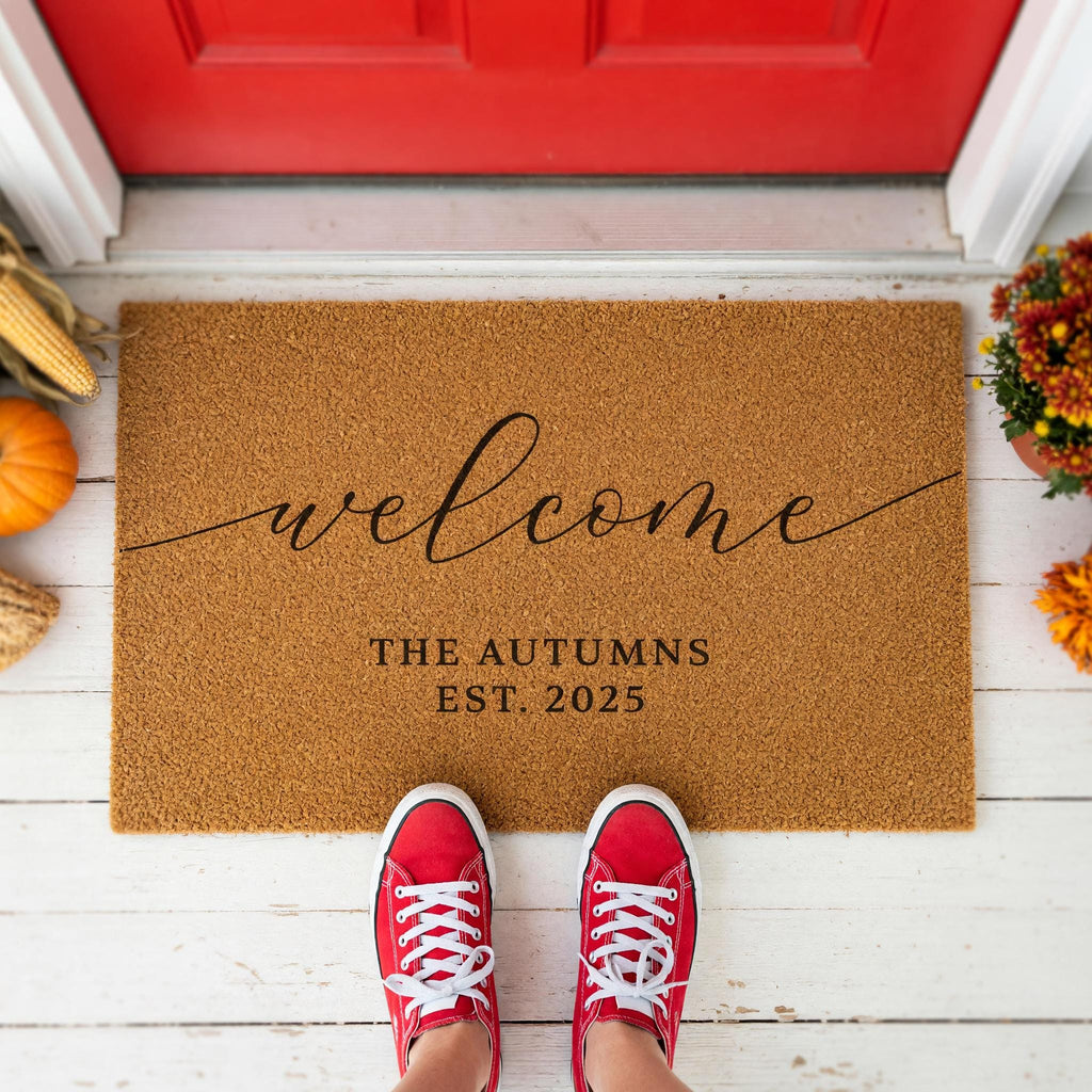 Personalized Welcome Doormat, Custom Front Porch Mat, Wedding Gift, New Home
