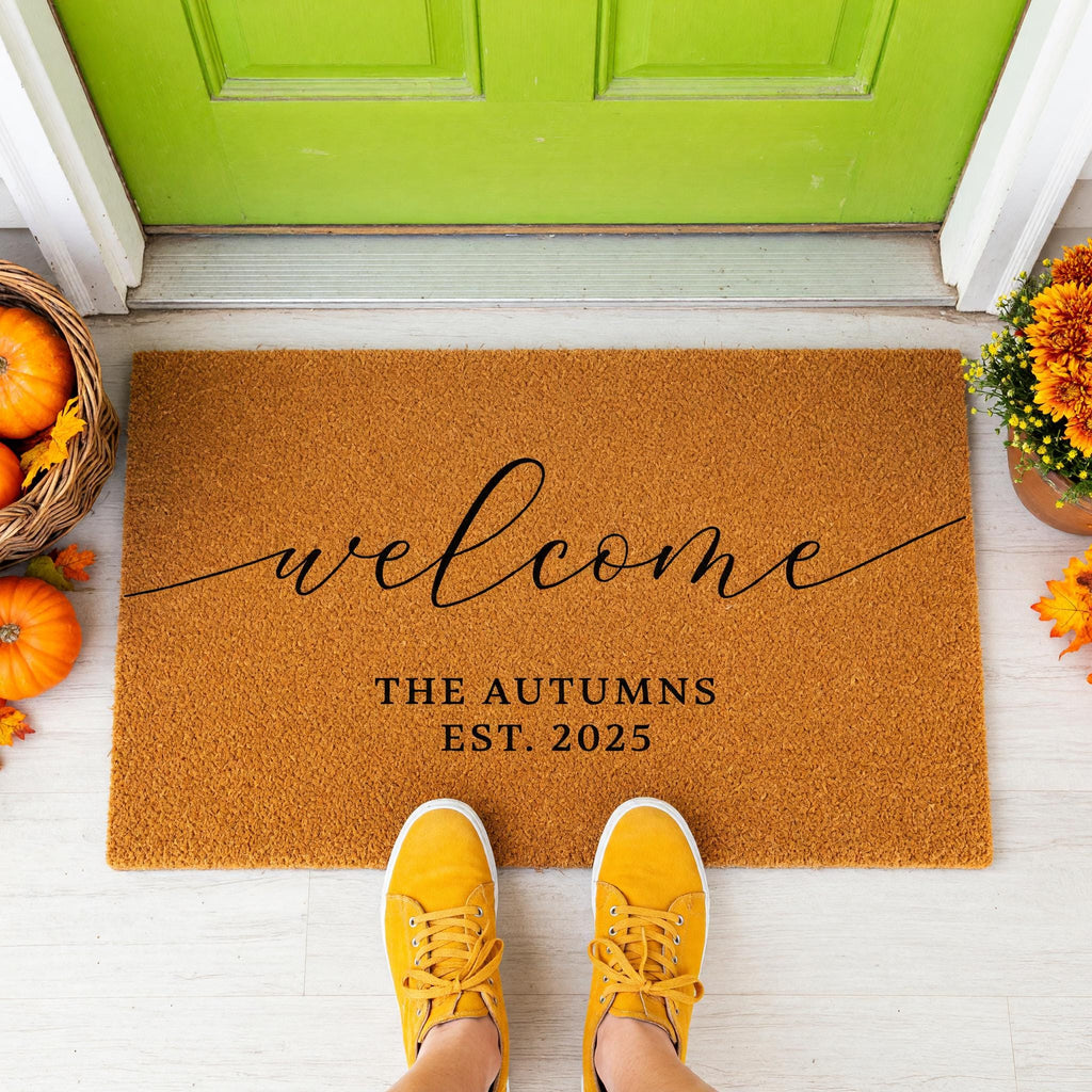 Personalized Welcome Doormat, Custom Front Porch Mat, Wedding Gift, New Home