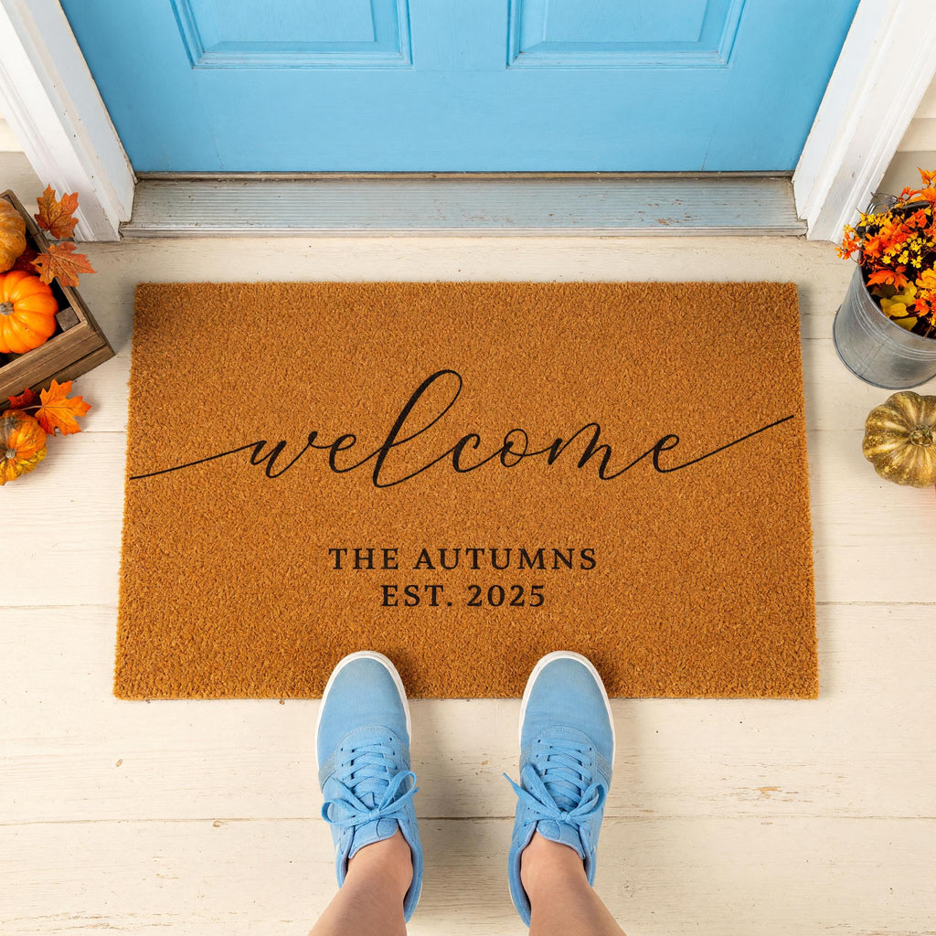 Personalized Welcome Doormat, Custom Front Porch Mat, Wedding Gift, New Home