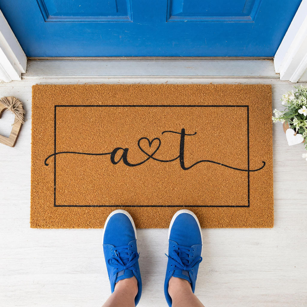 Initials Welcome Doormat, A And T, Housewarming Gift, Front Porch, Home